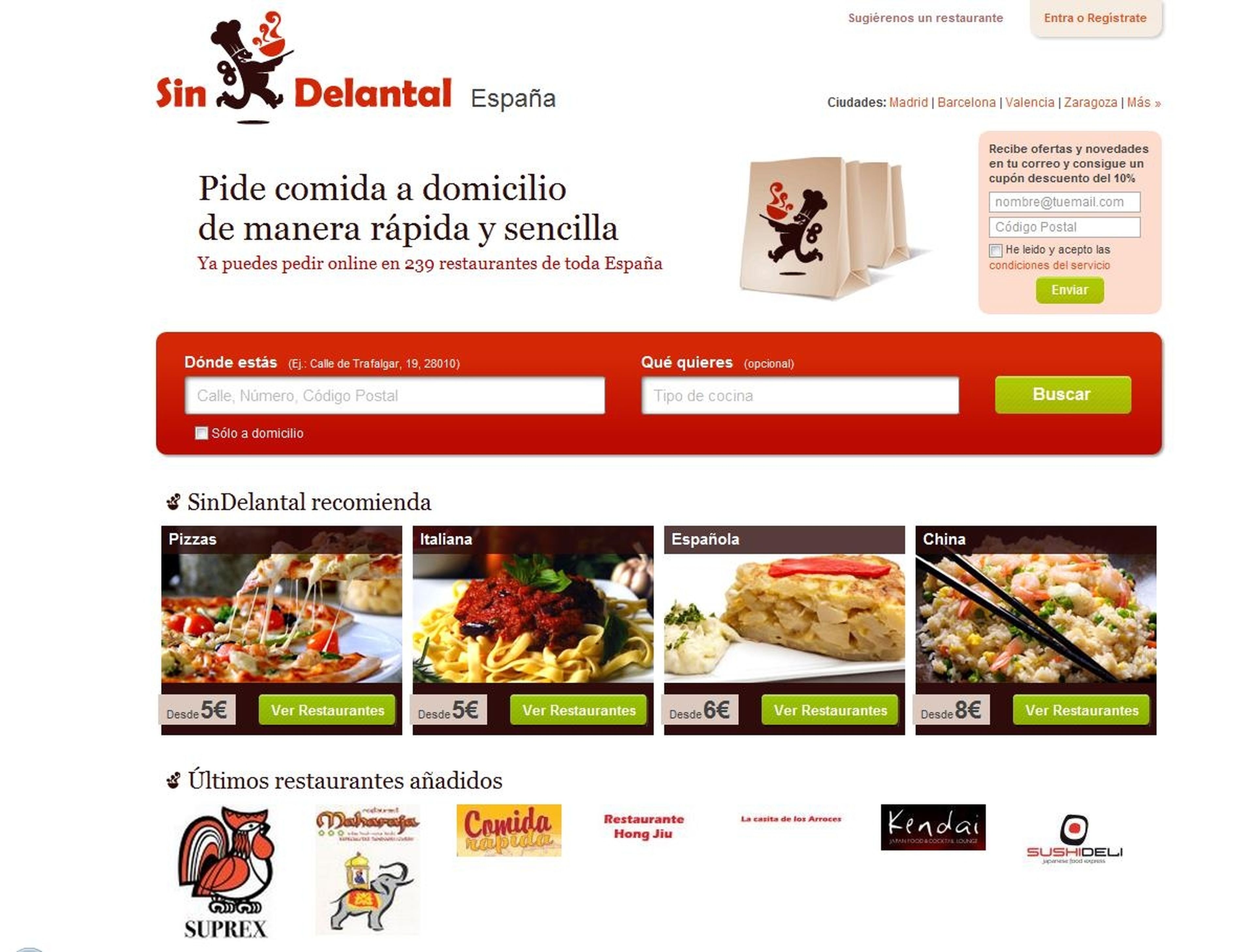 Así era la página web de SinDelantal España.