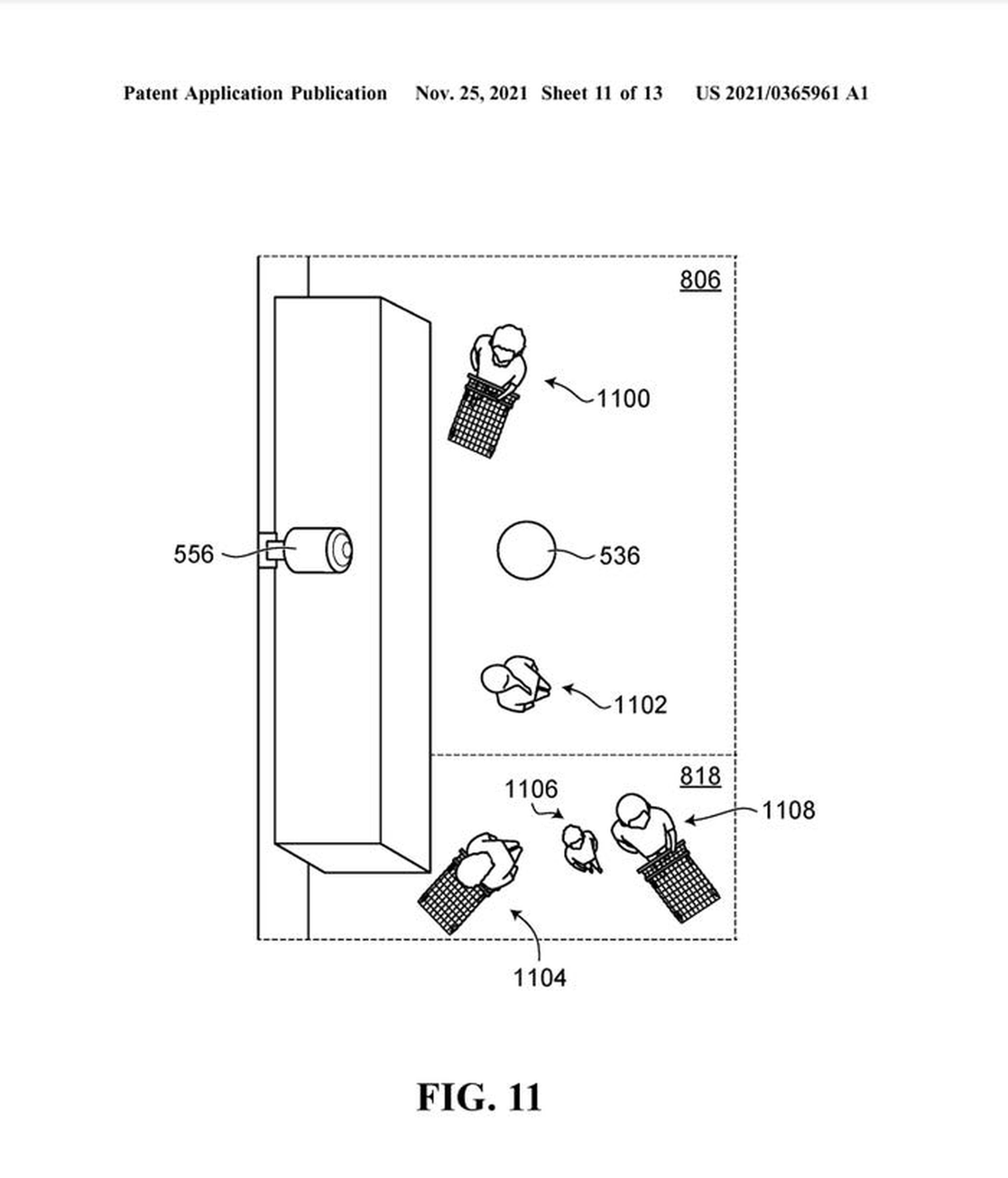Una imagen de la solicitud de patente que muestra cómo los sensores podrían recopilar datos sobre los compradores en una tienda de comercio minorista.