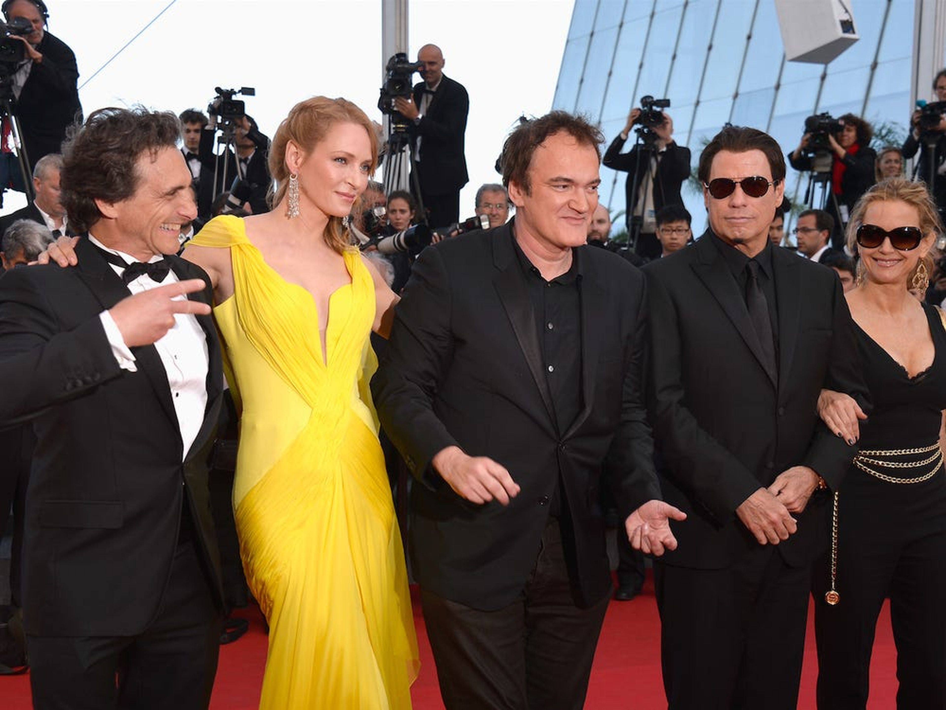 Lawrence Bender, Uma Thurman, Quentin Tarantino, John Travolta y Kelly Preston en 2014.
