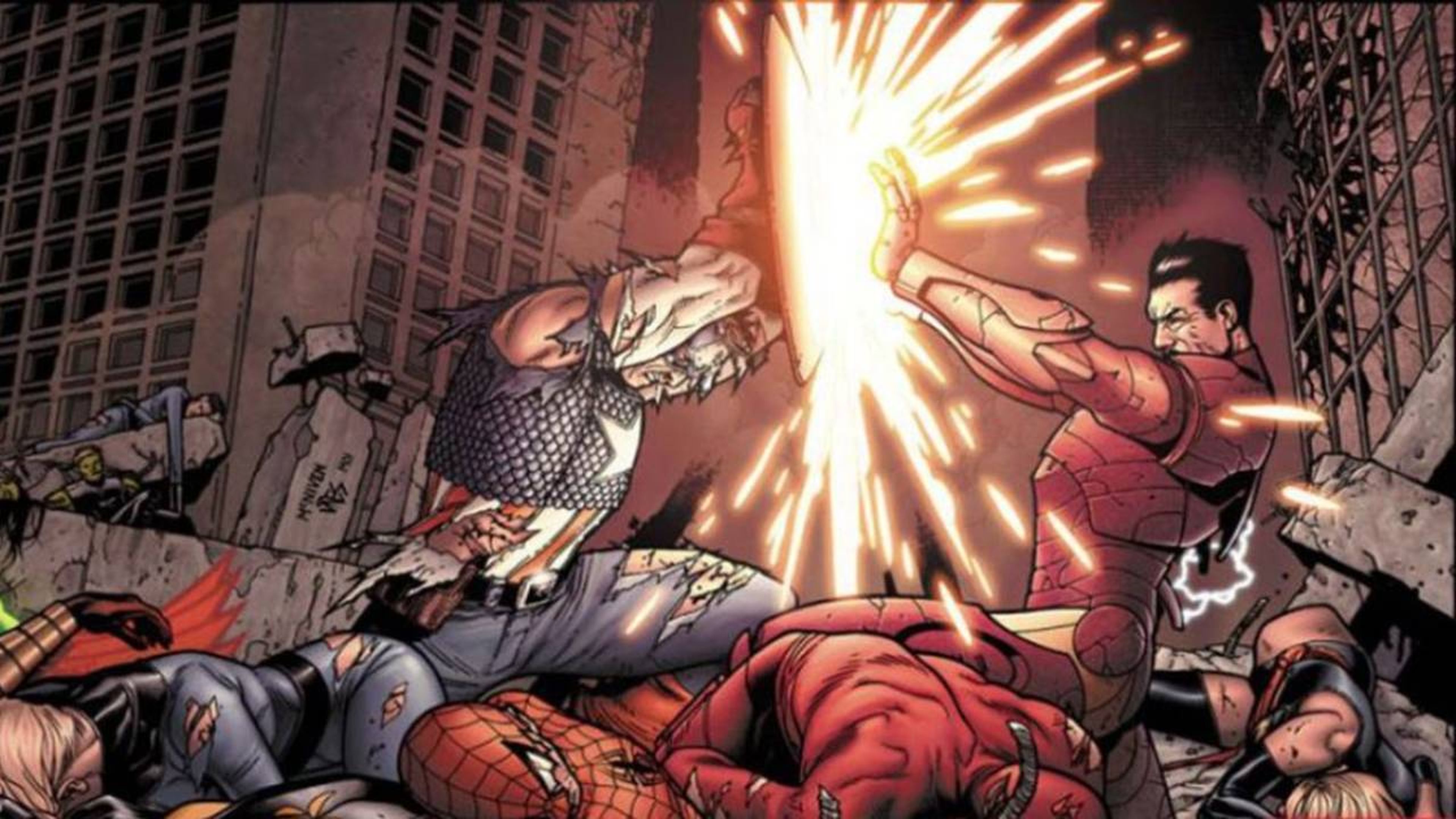 Viñeta de la serie de cómics 'Marvel Civil War'.