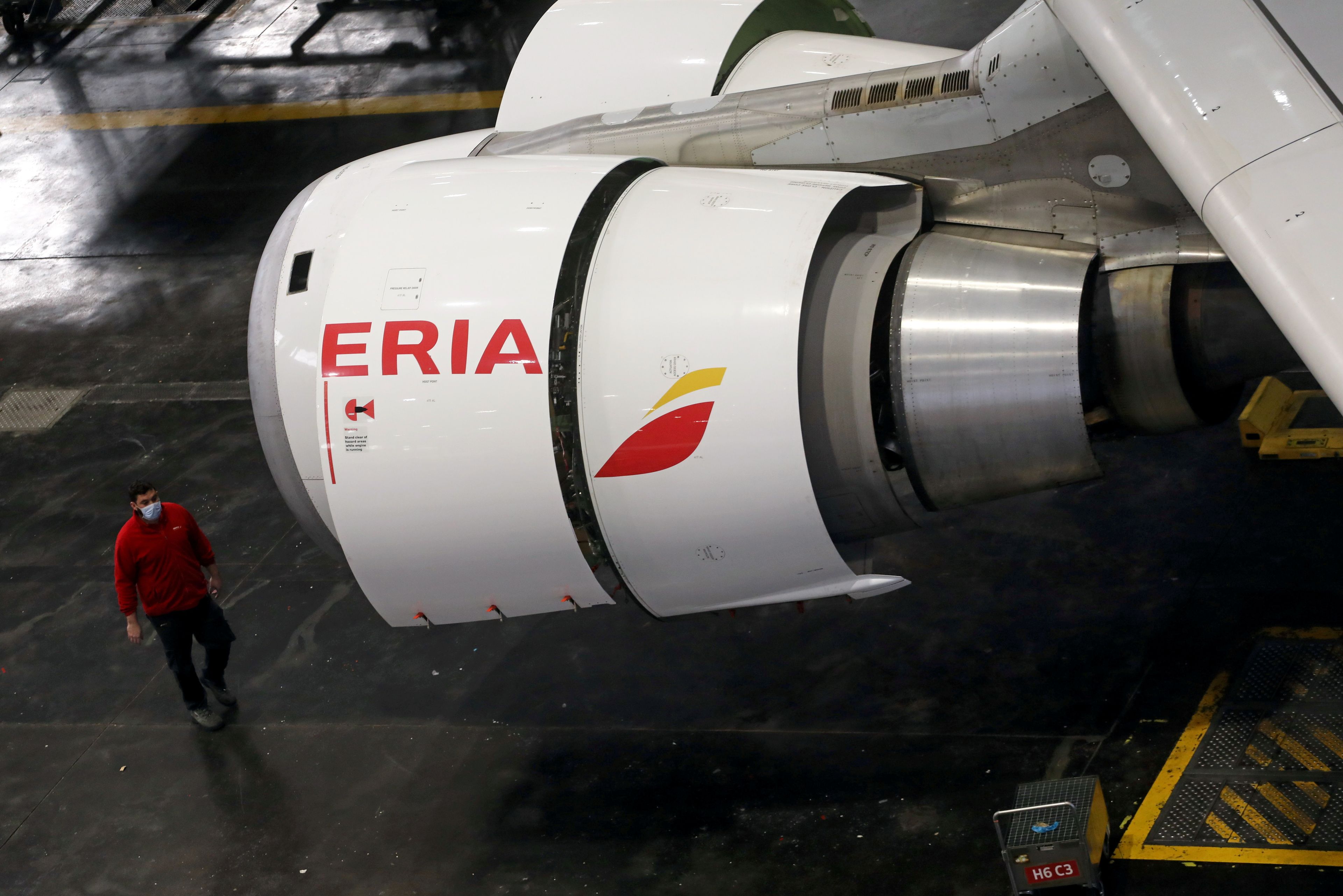 Un motor de un avión de Iberia