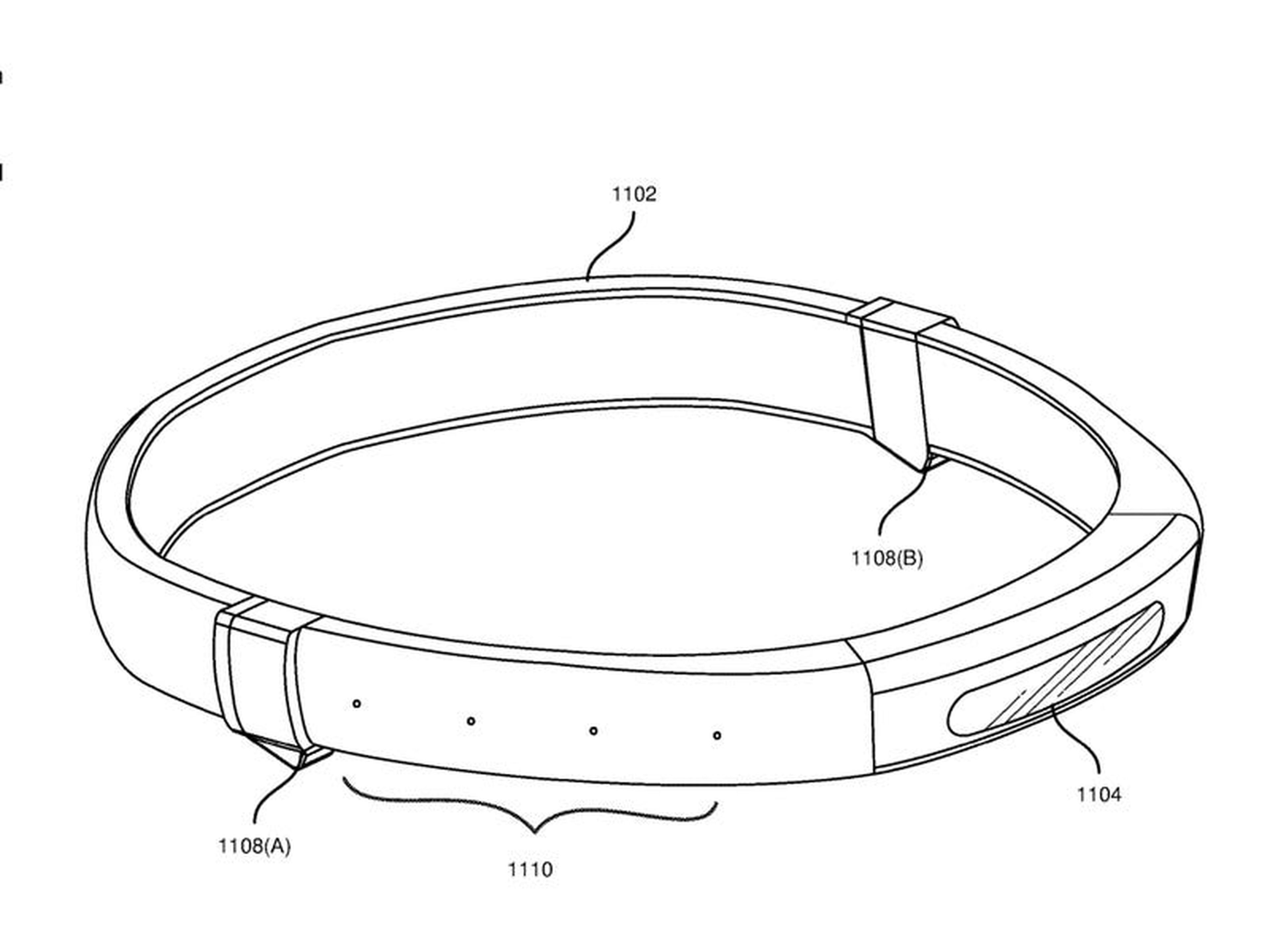 Una imagen de una patente de Facebook descrita como "una diadema de realidad artificial".