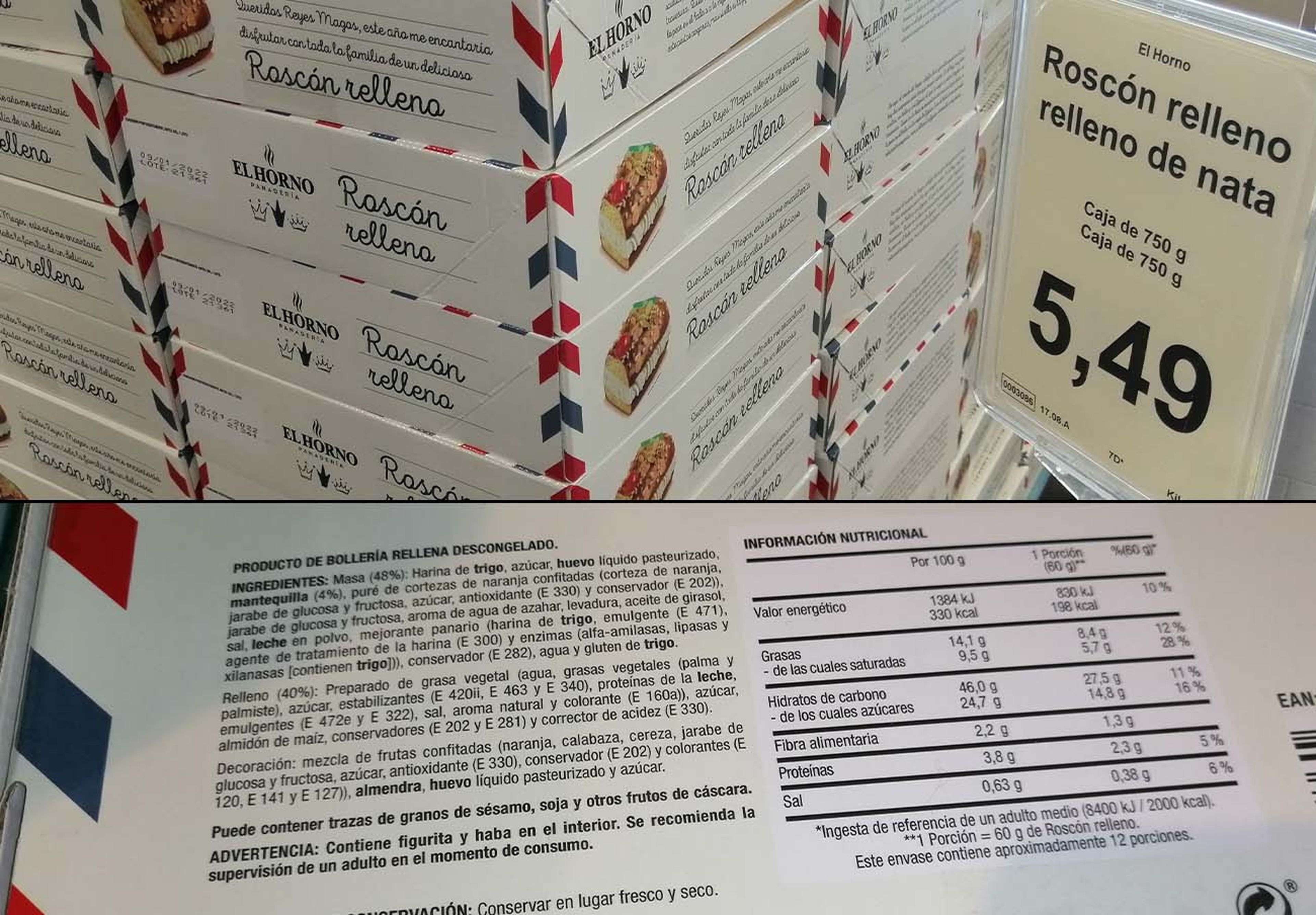 Roscón de Reyes vendido por la cadena de supermercados Aldi.