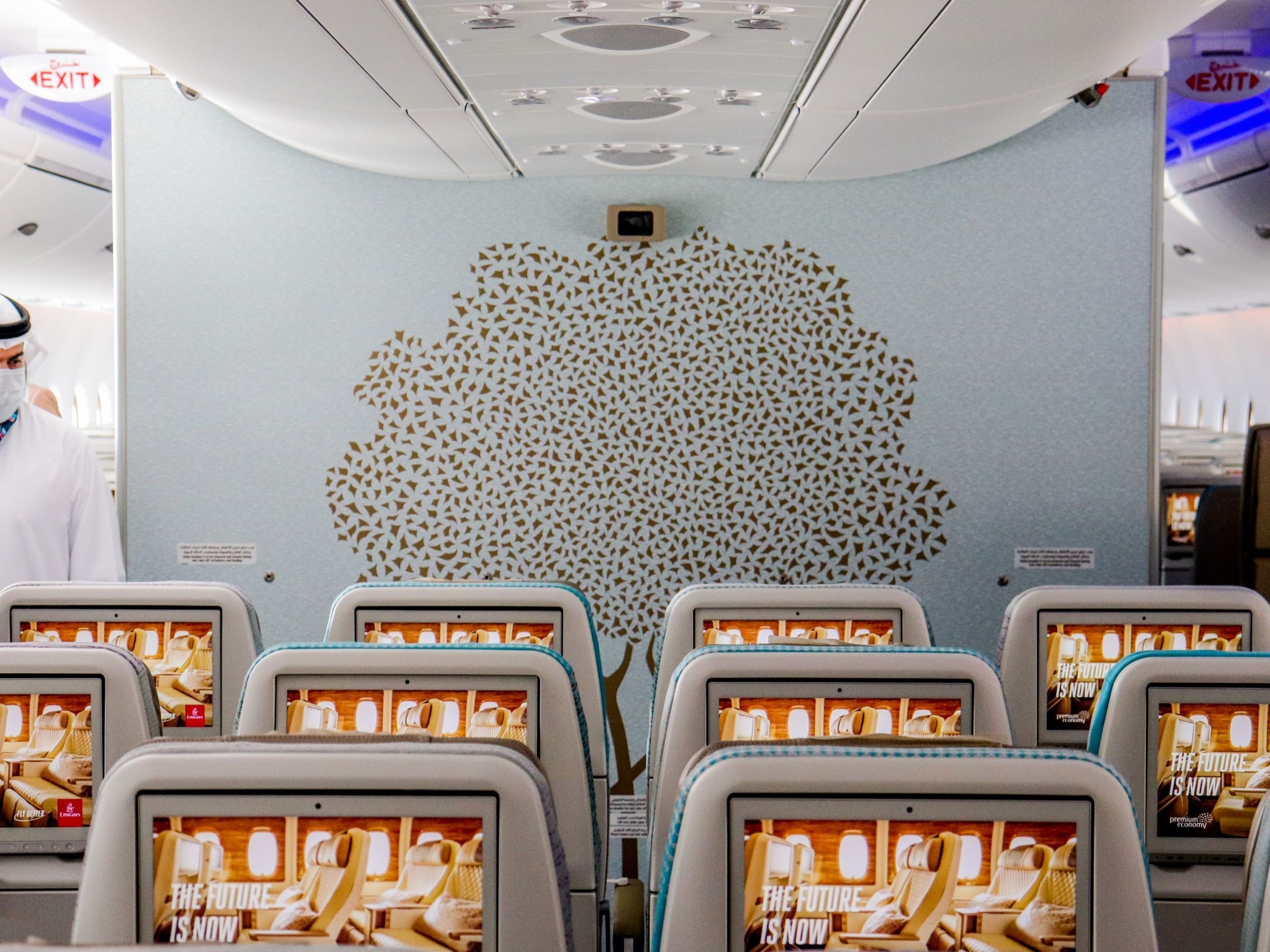 Airbus A380 reacondicionado de Emirates en Dubai Airshow 2021.