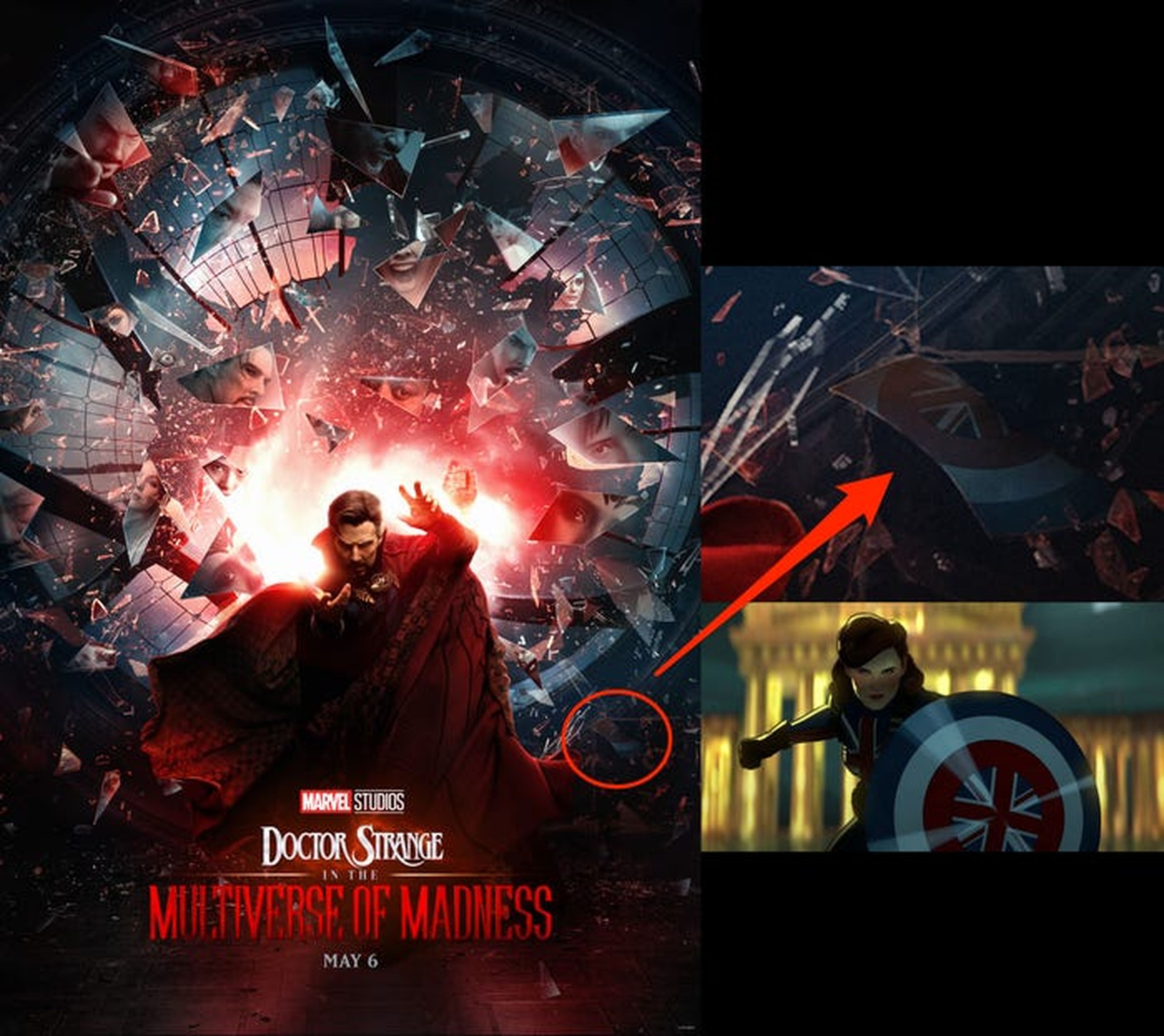 Guiño a la Capitana Carter de acción real en el nuevo póster de 'Doctor Strange 2'.
