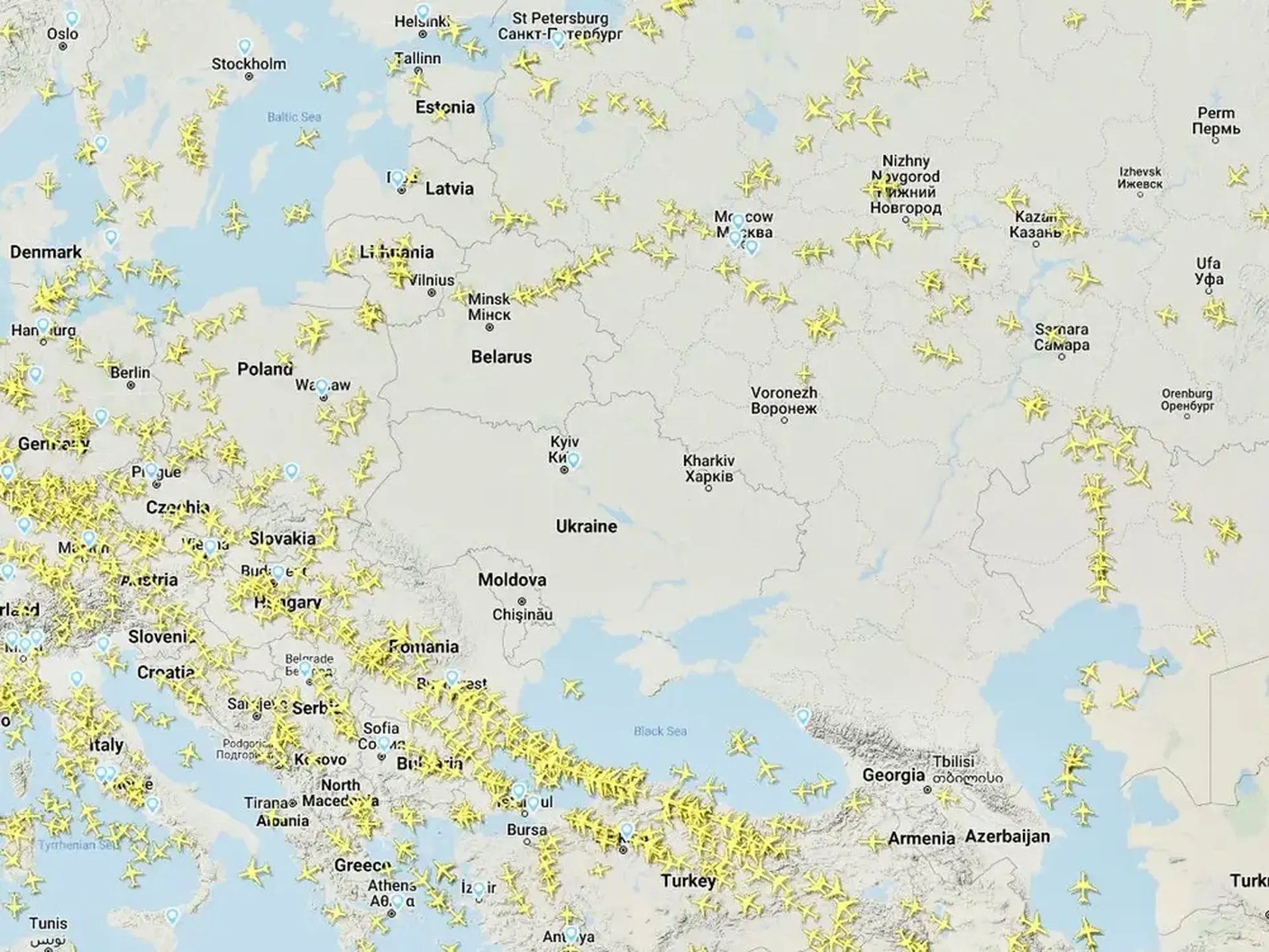 Este Mapa Muestra Cómo Se Ha Vaciado El Espacio Aéreo Ante El Ataque De Rusia A Ucrania 5557