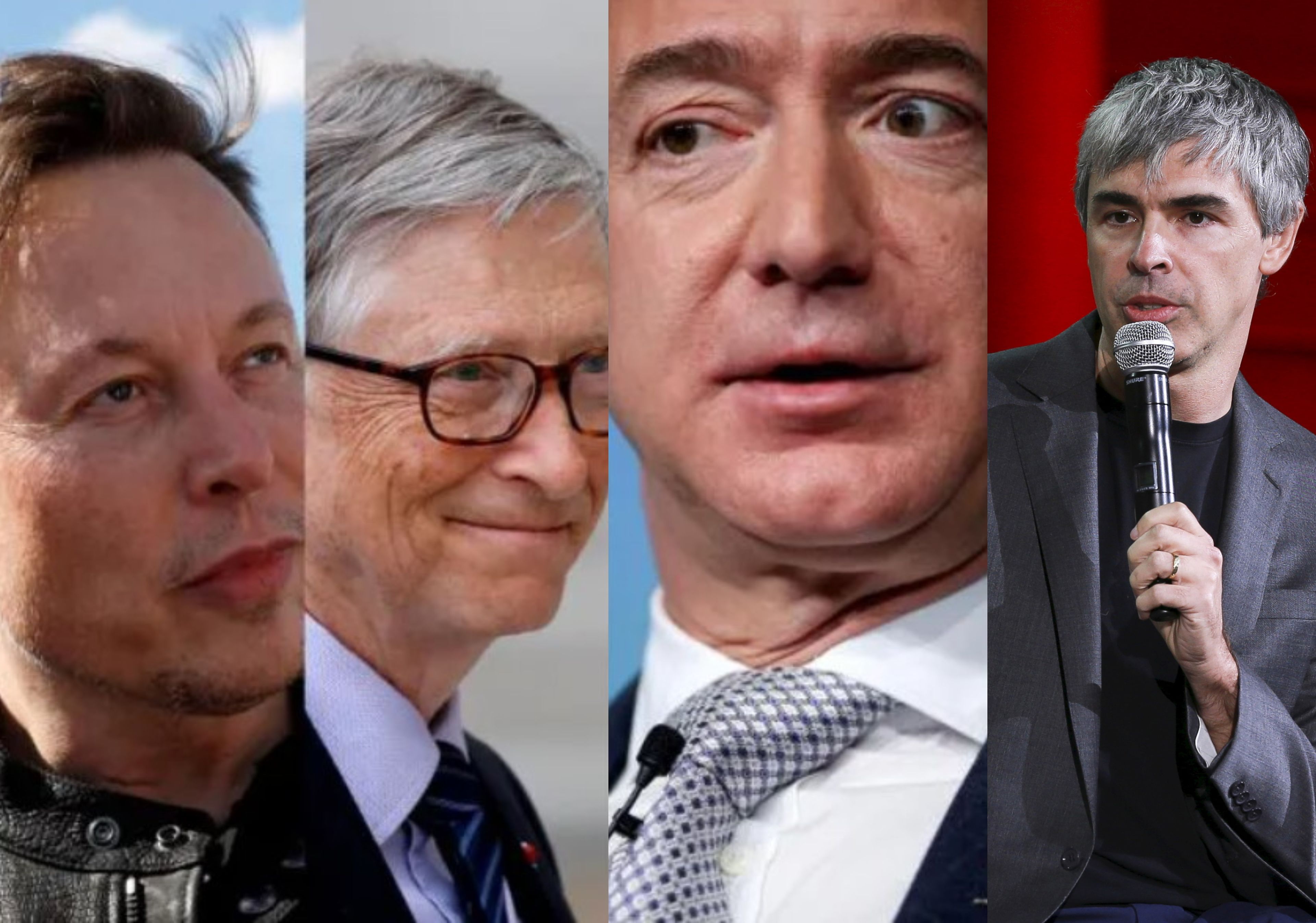 De izquierda a derecha, Elon Musk, Bill Gates, Jeff Bezos y Larry Page.