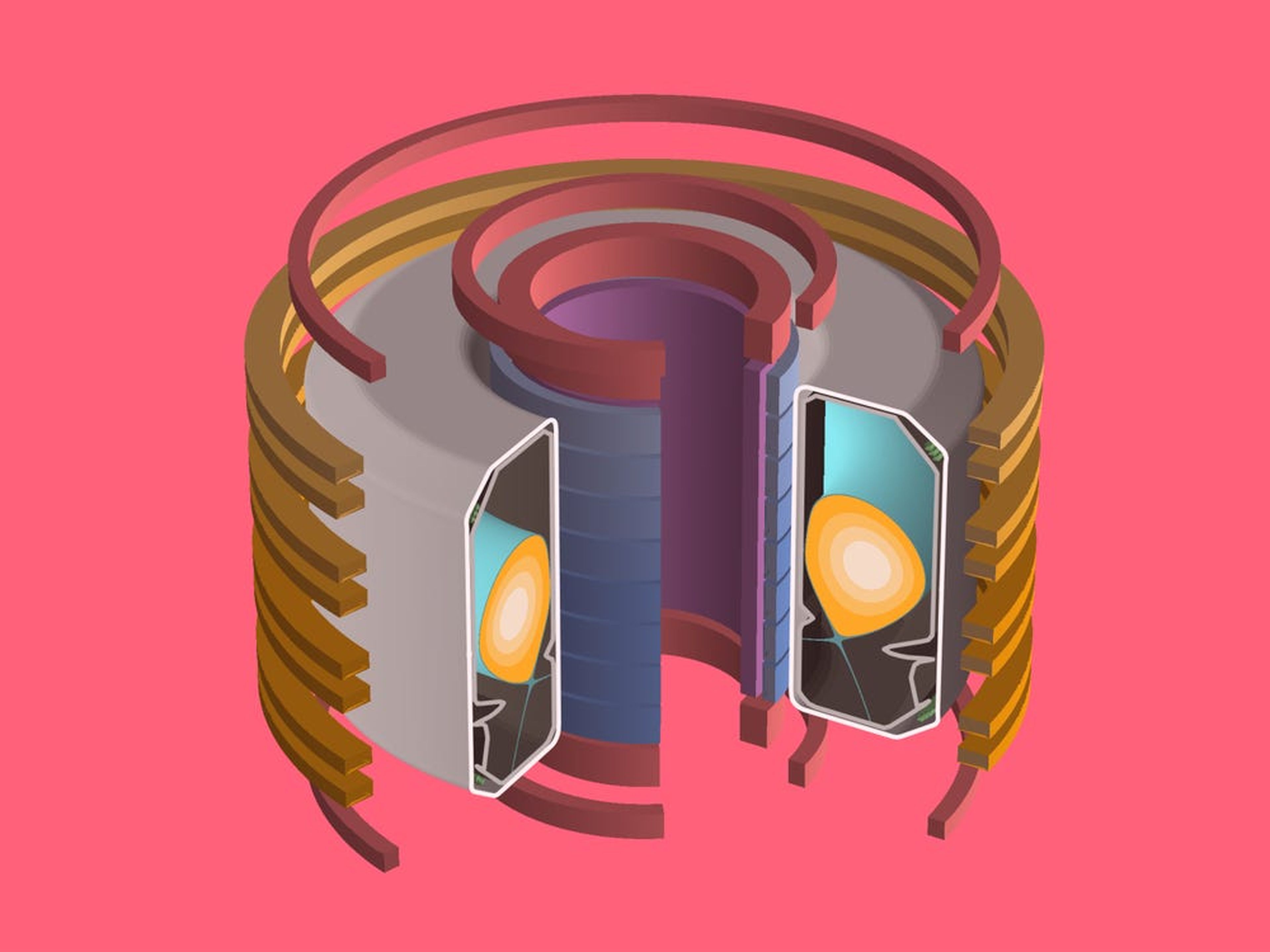 Modelo 3D del reactor tokamak usado en el experimento de DeepMind.