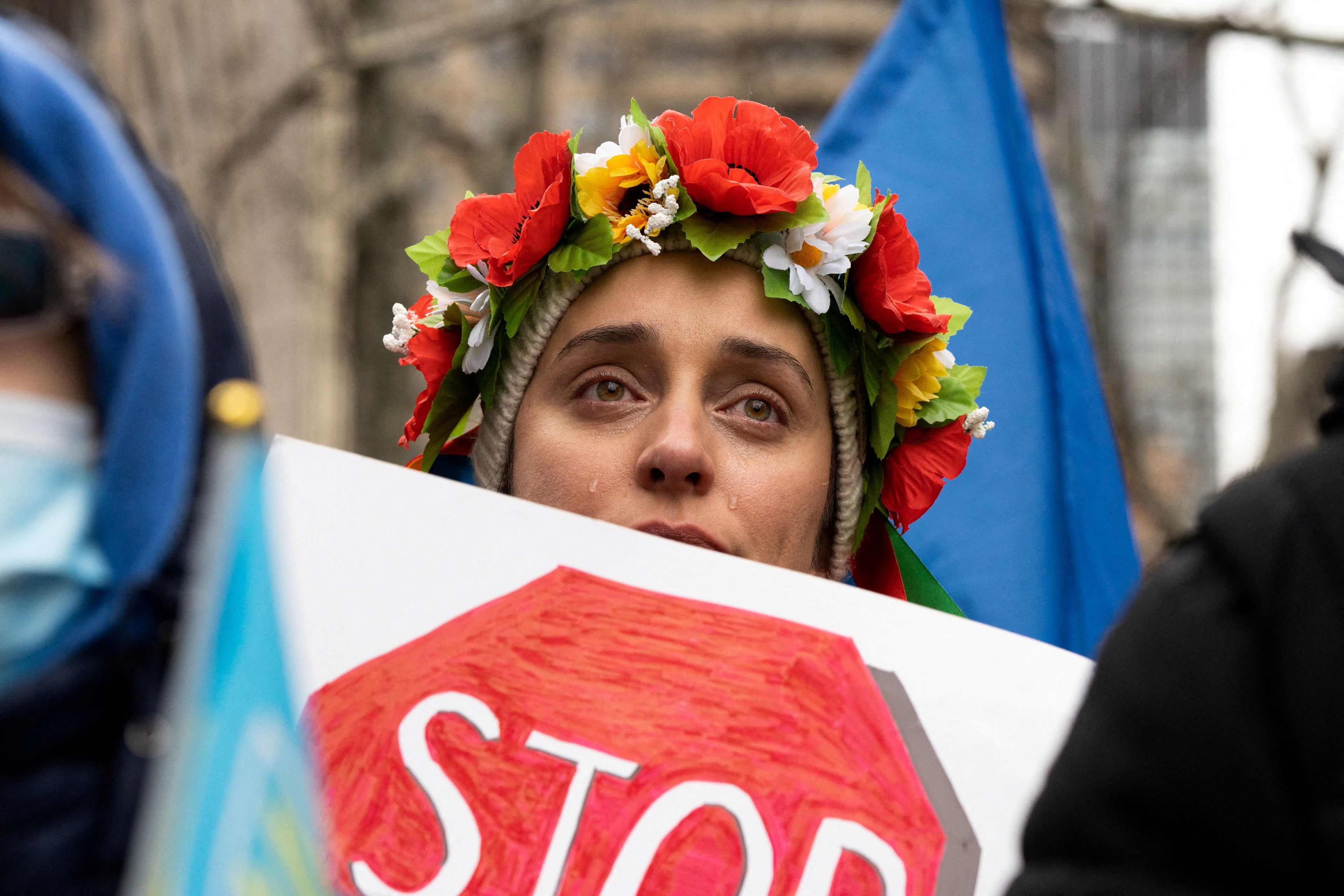 Protestas en Nueva York contra Rusia por el ataque a Ucrania