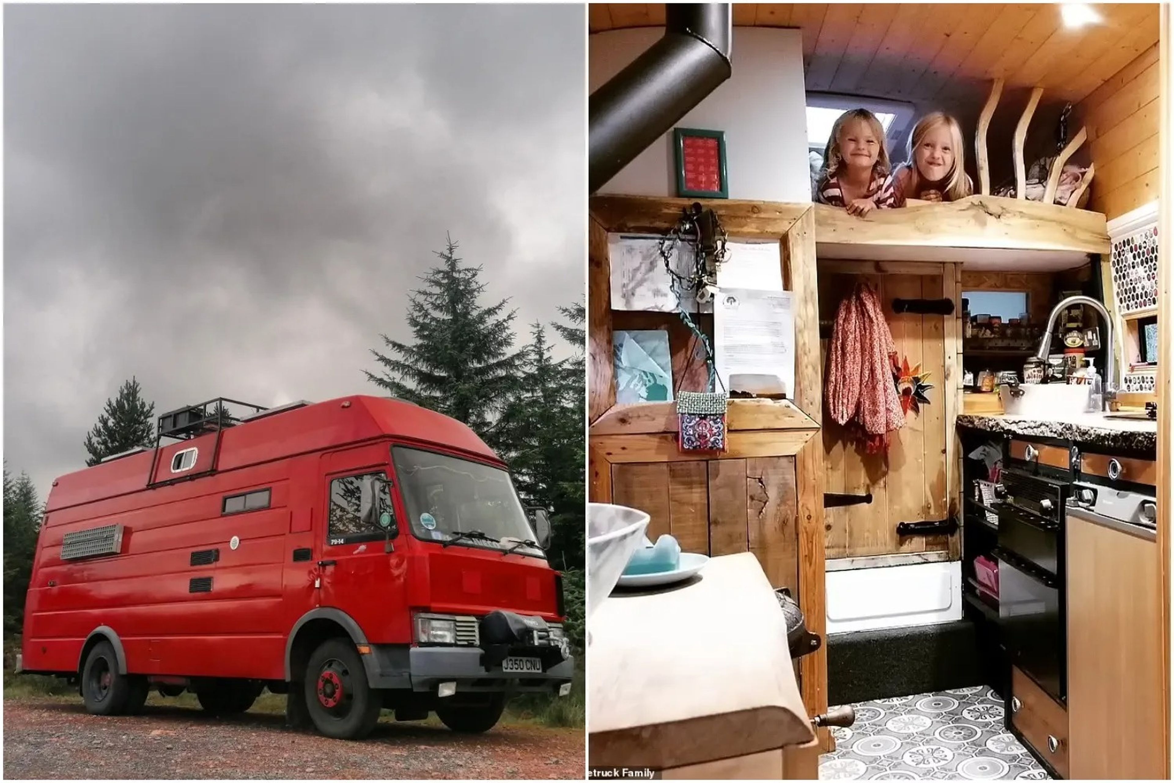 Jess Branton y Dave Smith han convertido un camión de bomberos en una pequeña vivienda.
