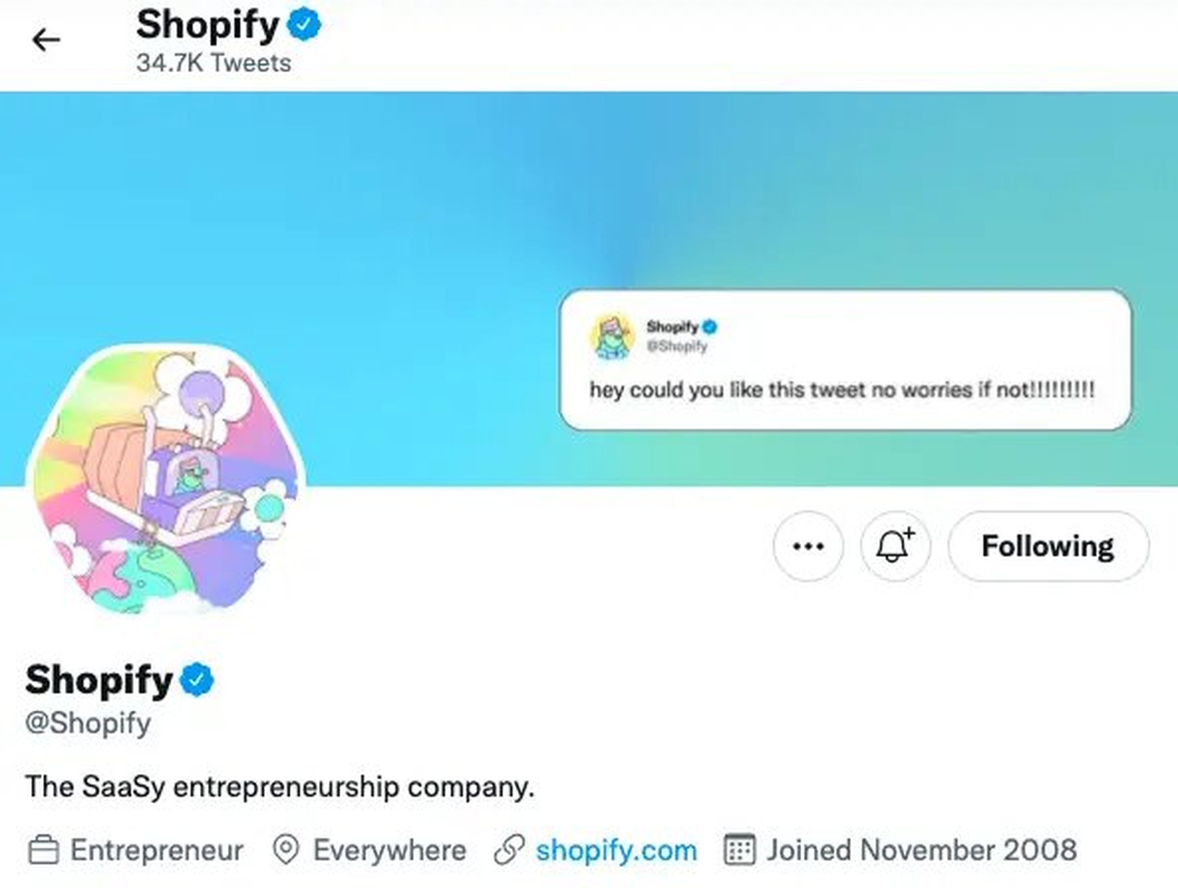 El avatar de Shopify en Twitter.