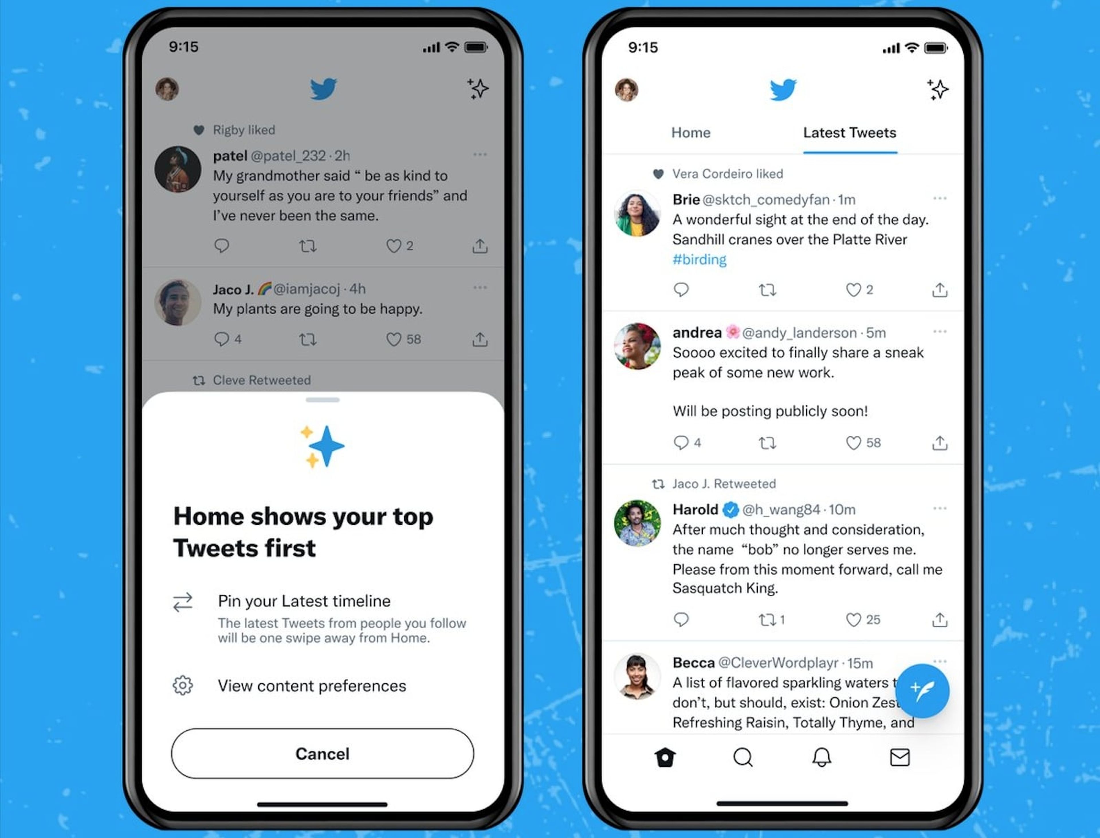 Las 2 formas de ordenar Twitter, en el nuevo diseño.