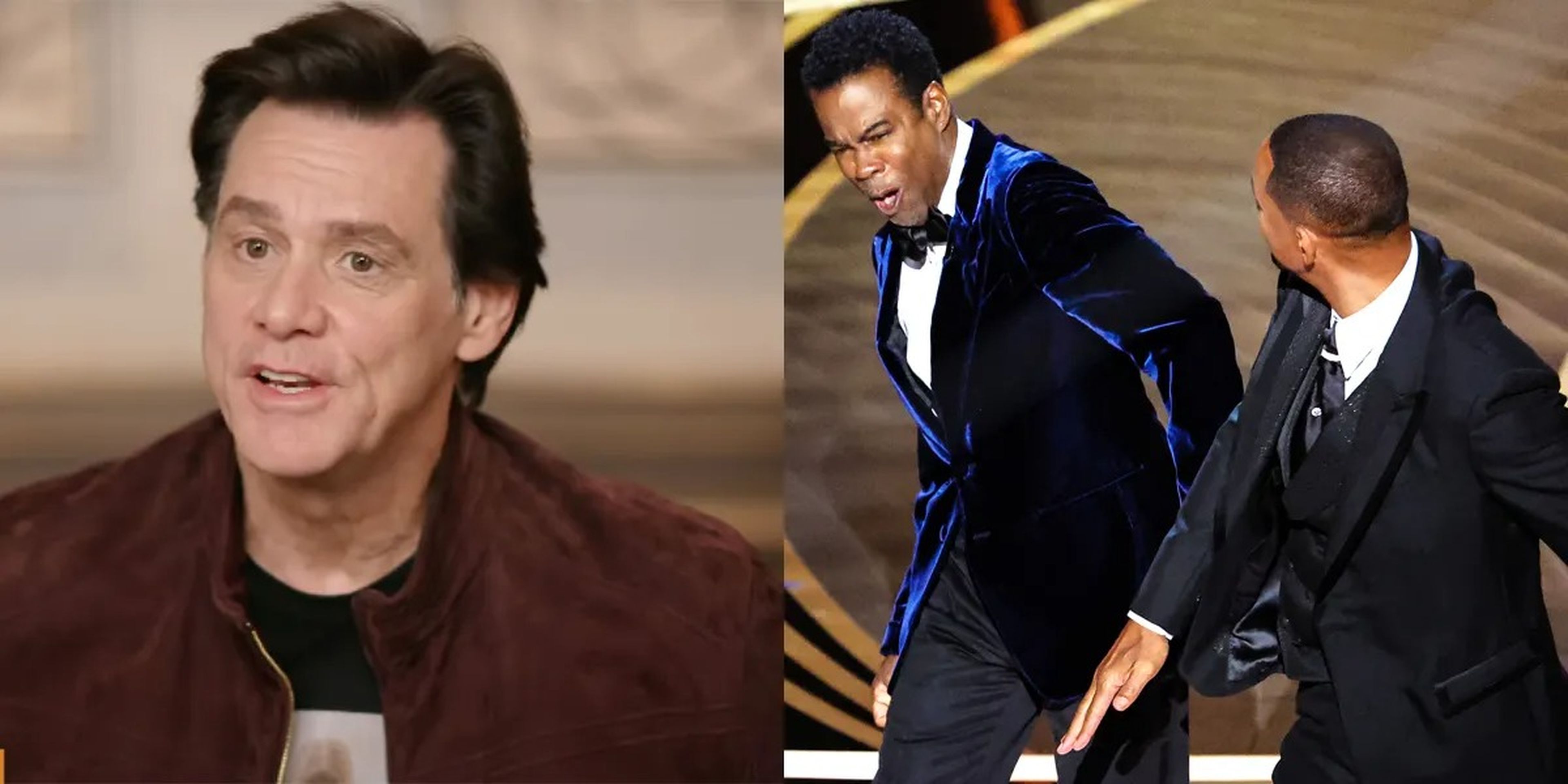 Jim Carrey reacts to Will Smith slap of Chris Rock.