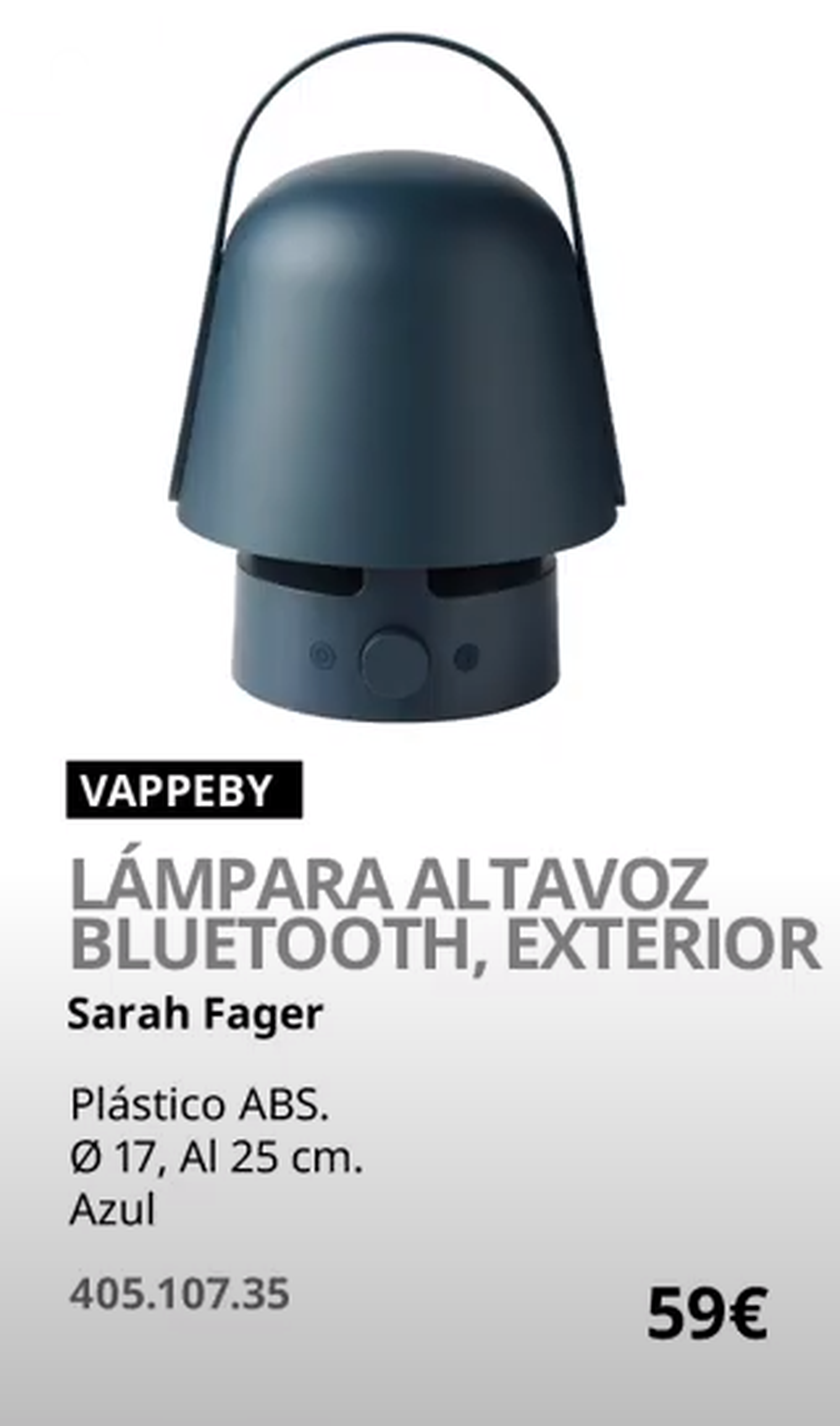 Características y precio de la lámpara altavoz VAPPEBY de Ikea.