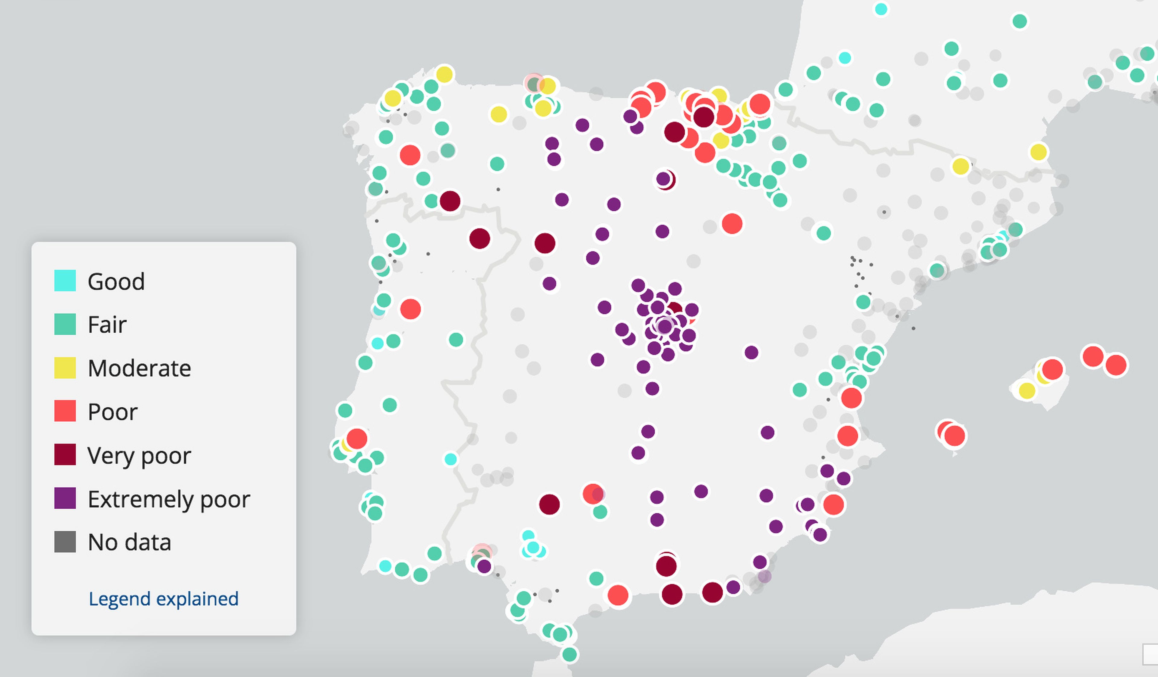 Mapa para consultar la calidad del aire en España