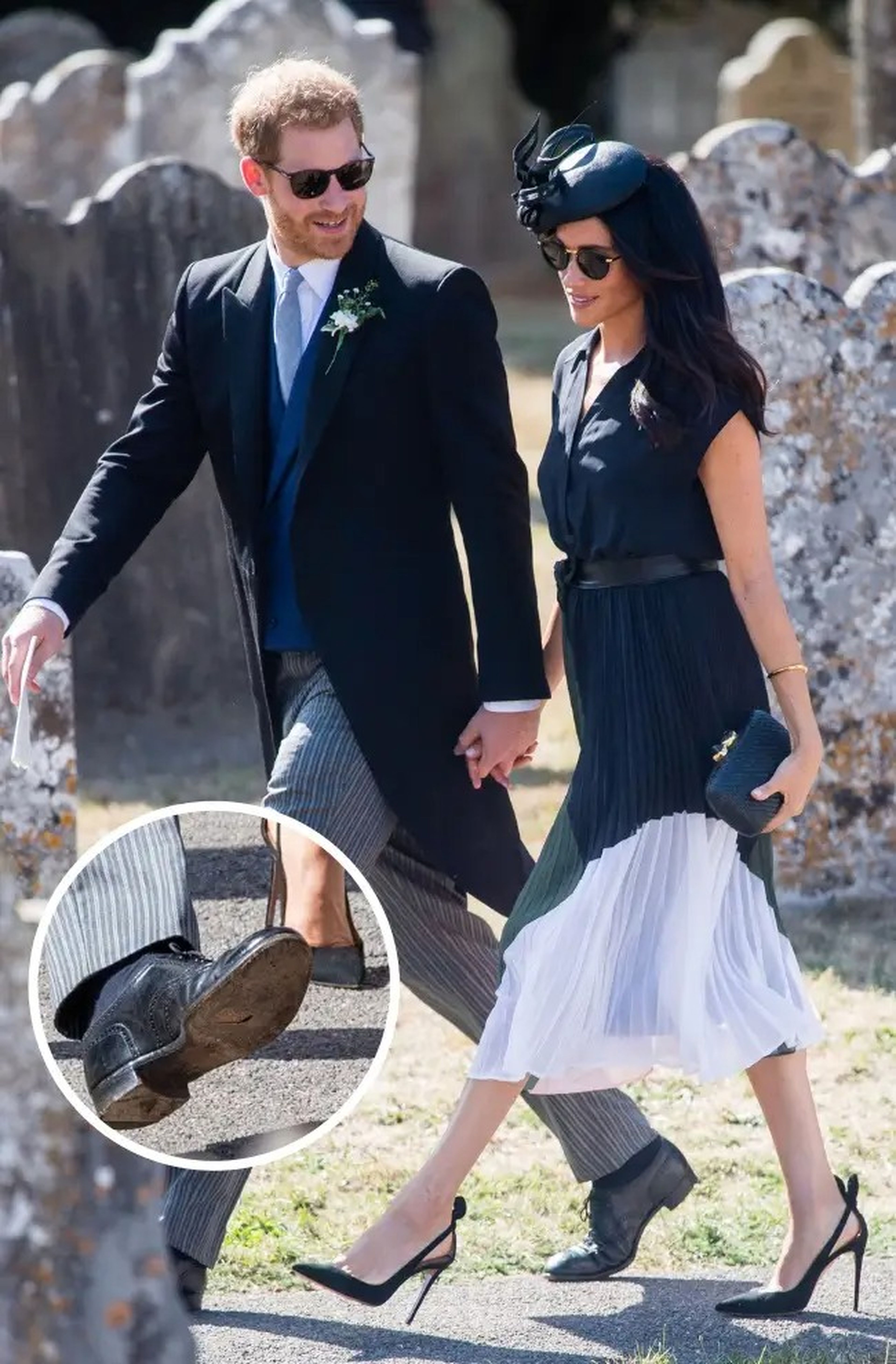 El príncipe Harry llevó zapatos con agujeros en la suela a una boda en 2018.