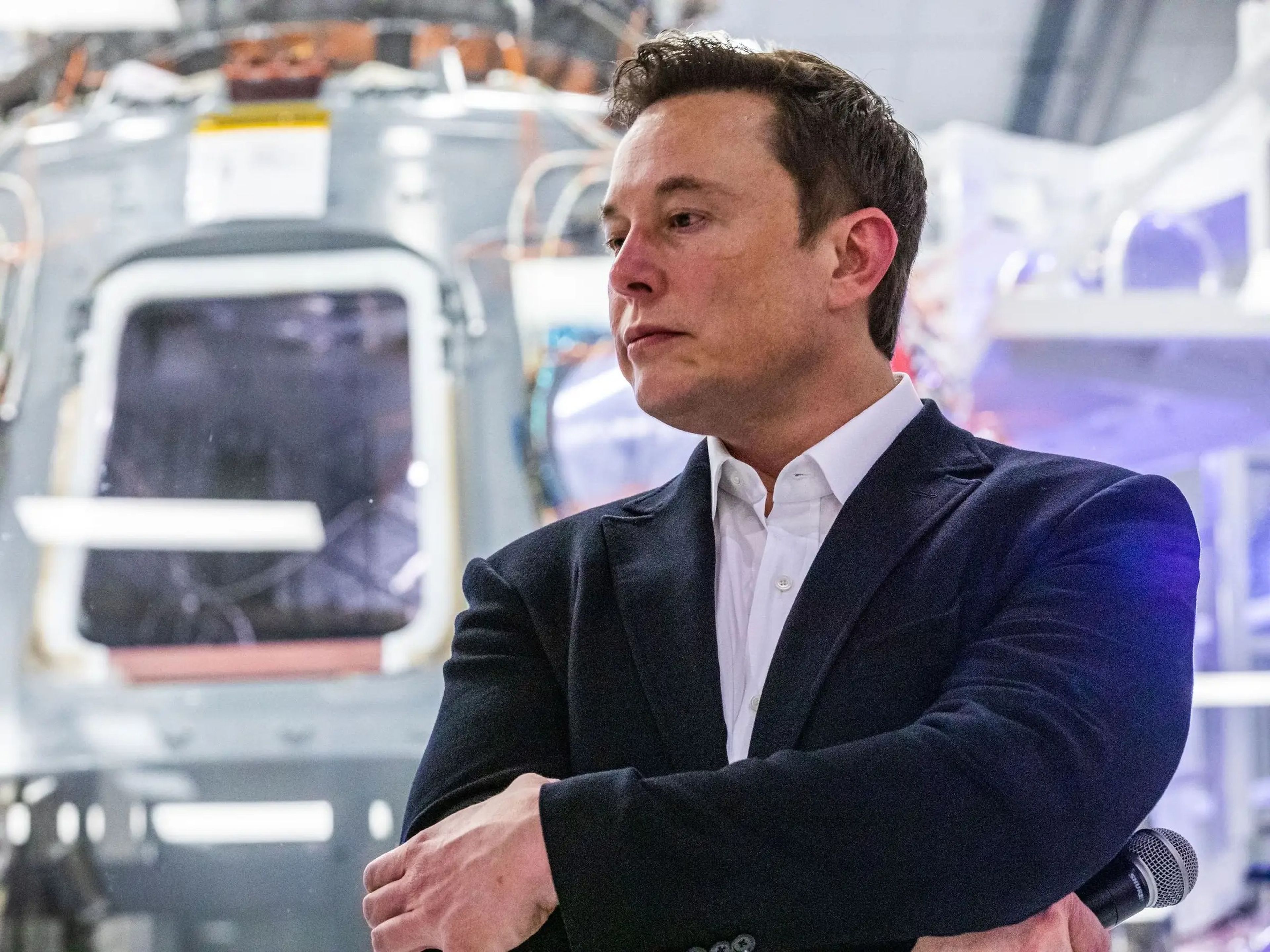 SpaceX founder Elon Musk at the company's HQ in Hawthorne, California on October 10, 2019.