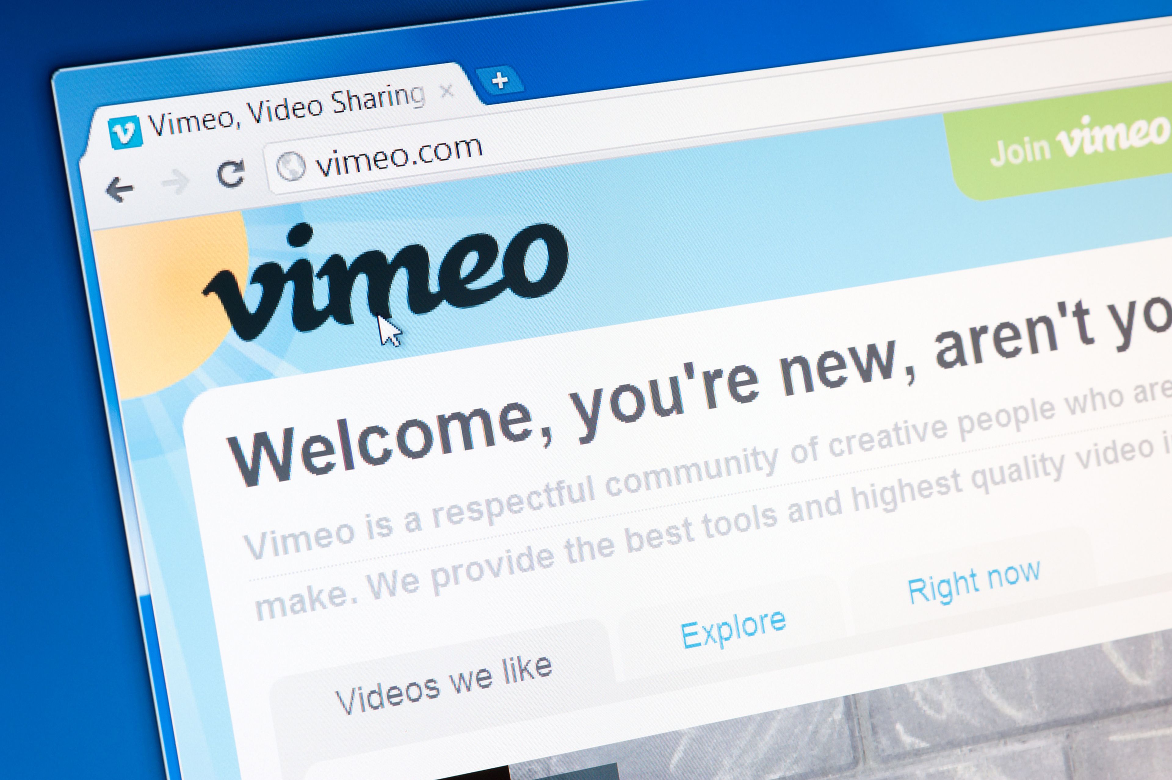 Interfaz de Vimeo.