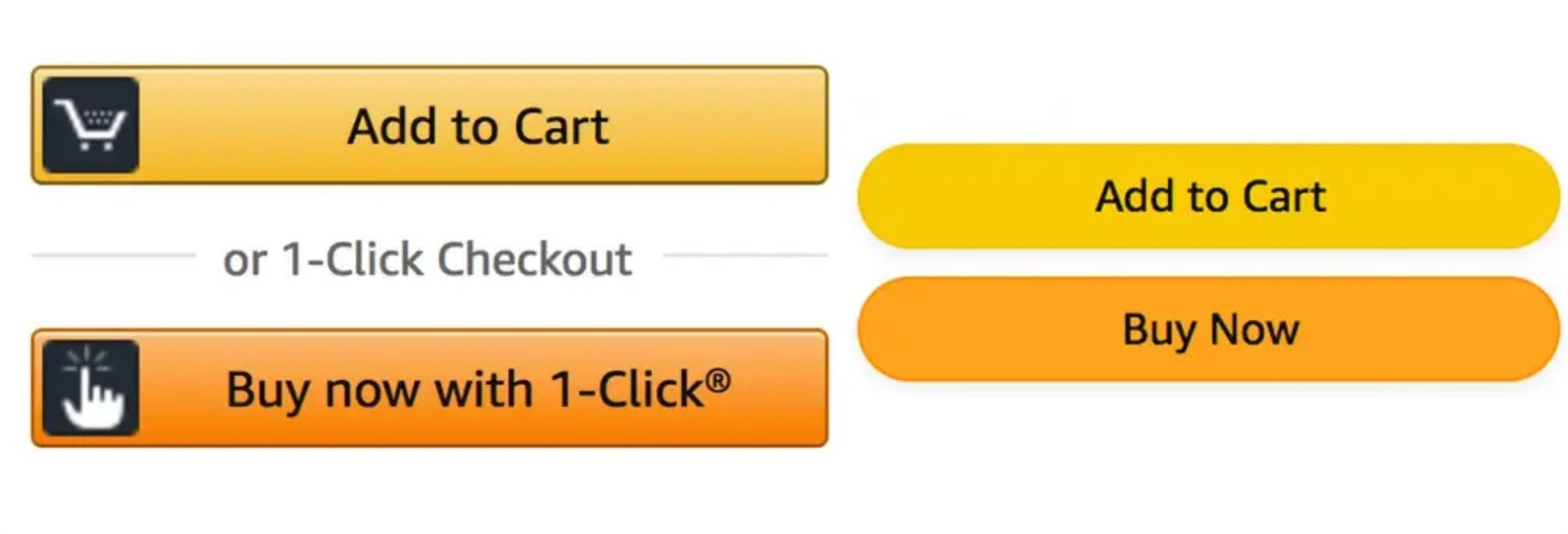 Los botones de compra de Amazon antes y ahora.