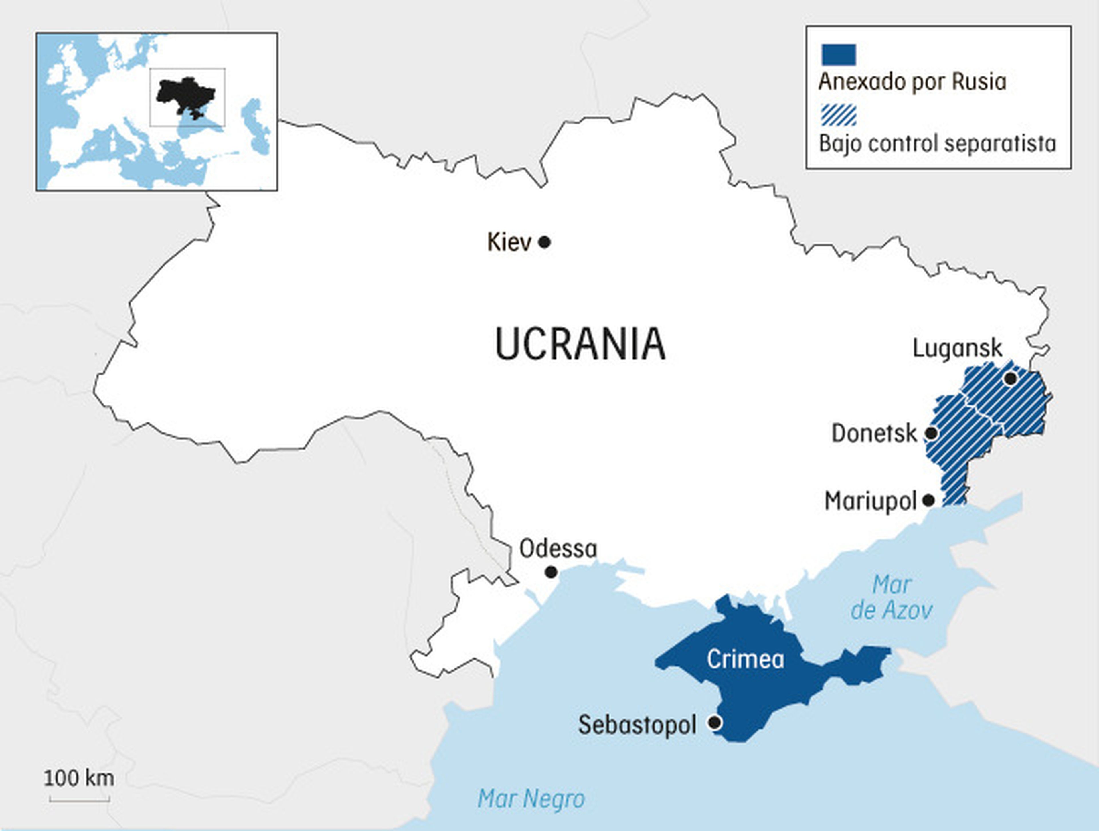 Mapa de Crimea y Ucrania