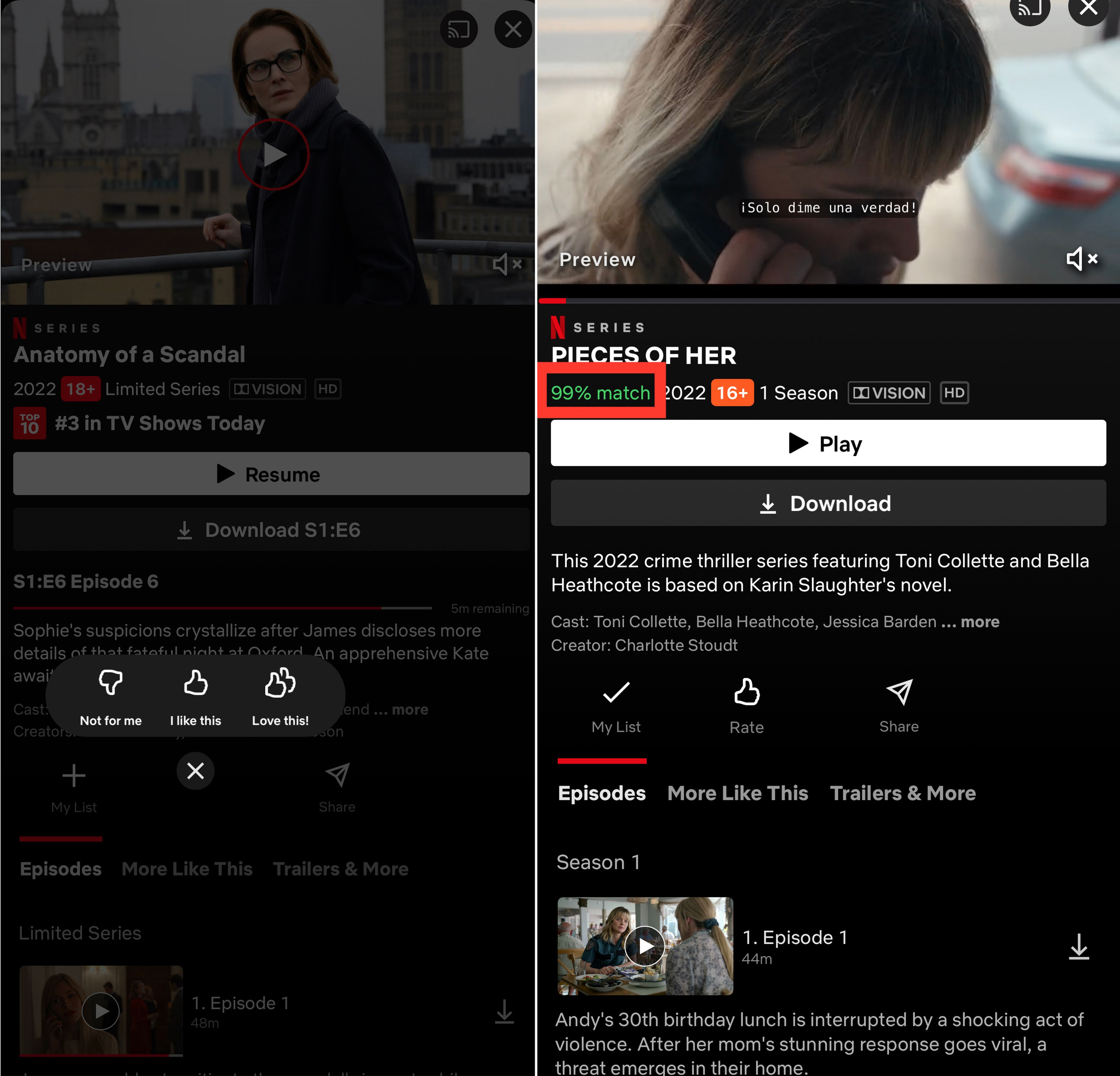 Netflix: pulgares y porcentajes
