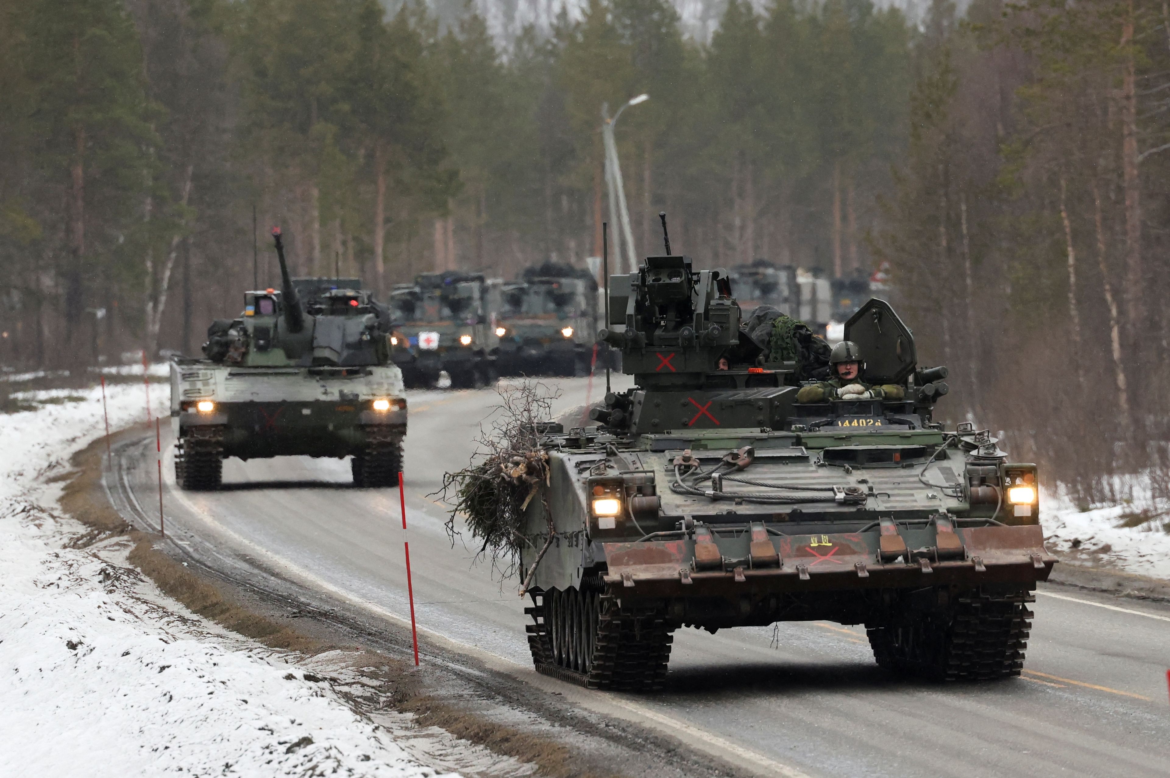 Tanques de ejército de la OTAN, durante un ejercicio de países nórdicos
