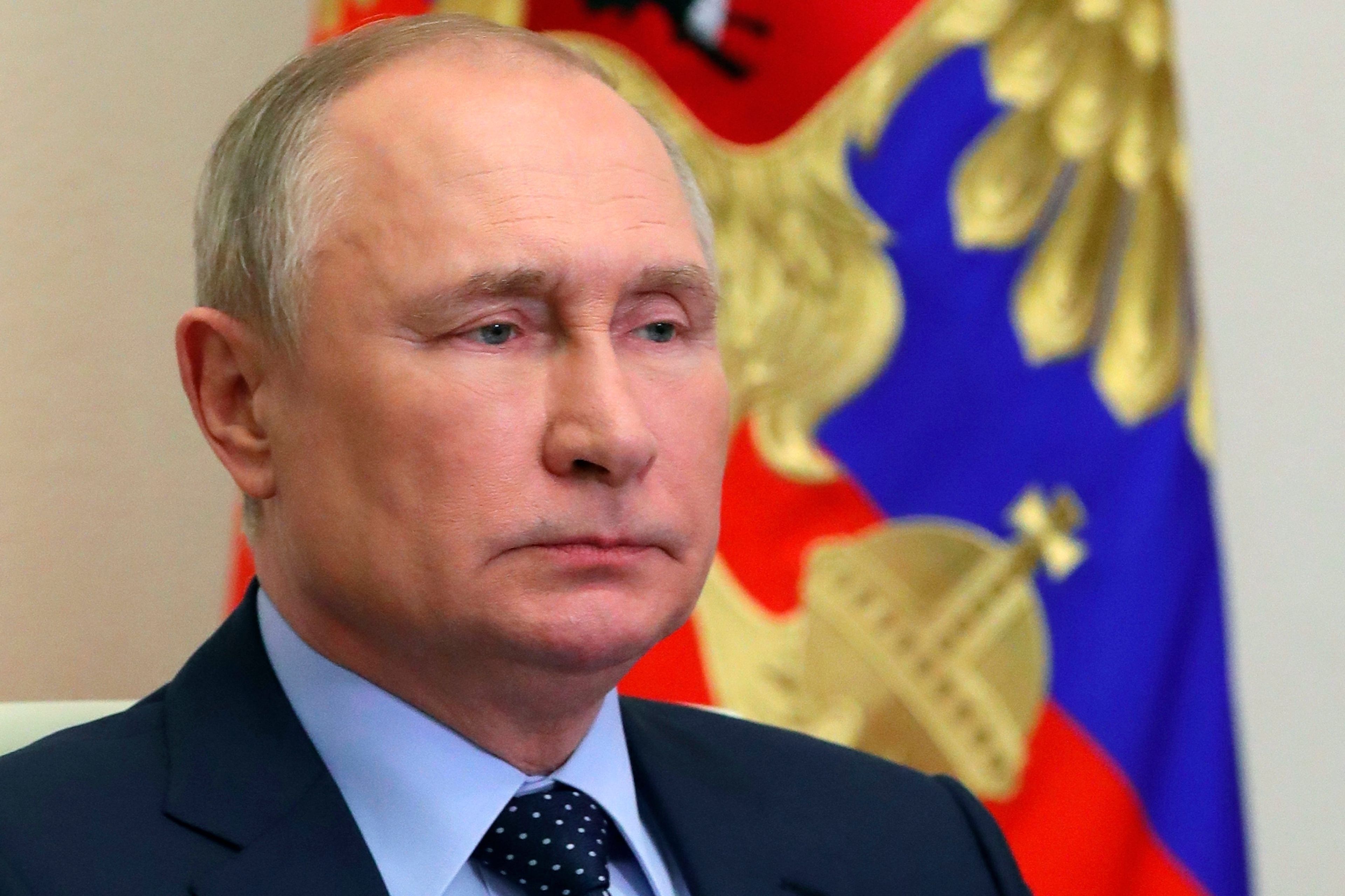 Vladímir Putin, presidente de Rusia, durante una reunión del Consejo de Seguridad en las afueras de Moscú.
