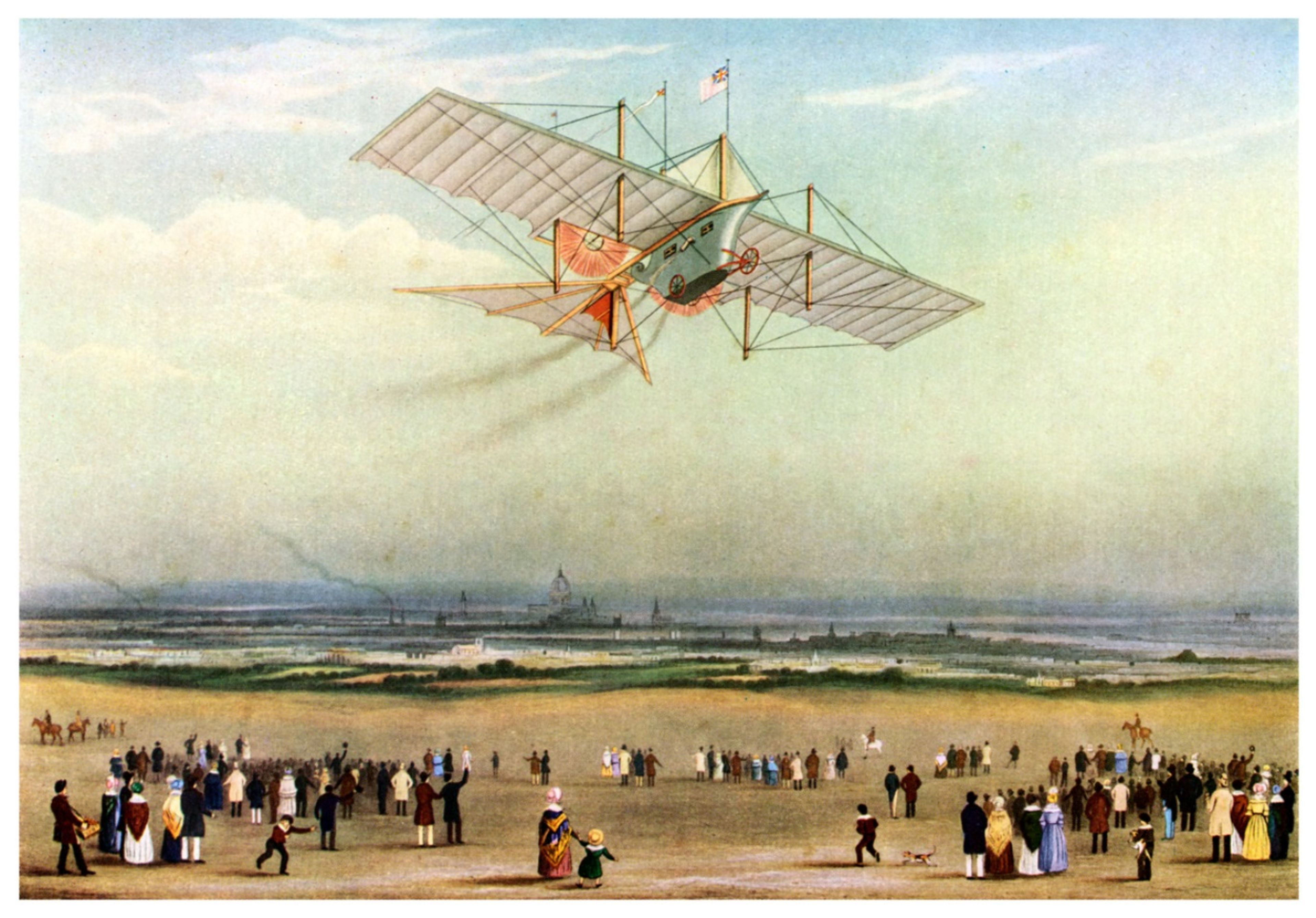 Anuncio del carro de vapor aéreo Henson, hacia 1840.