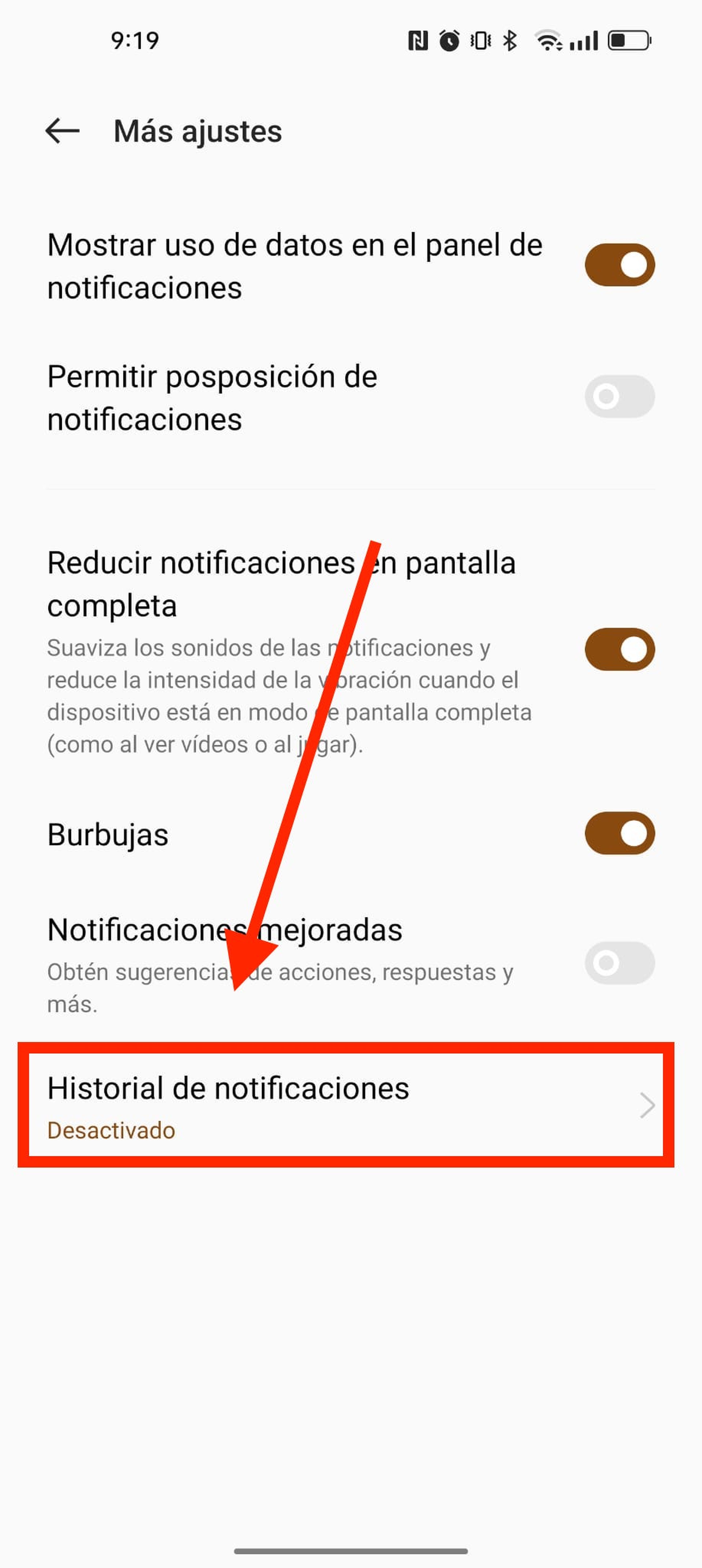 Cómo activar el historial de notificaciones de Android