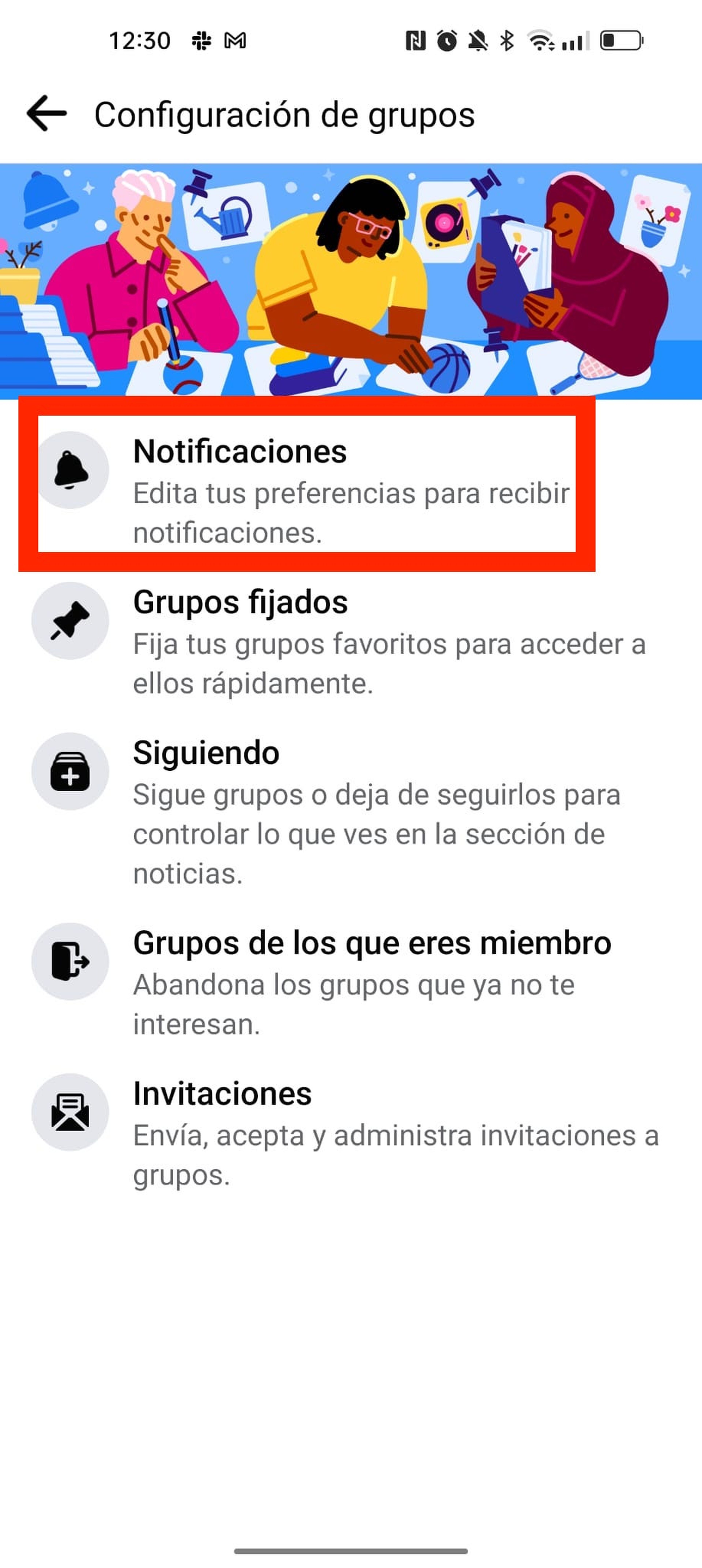 Cómo desactivar las notificaciones de grupos de Facebook en el móvil