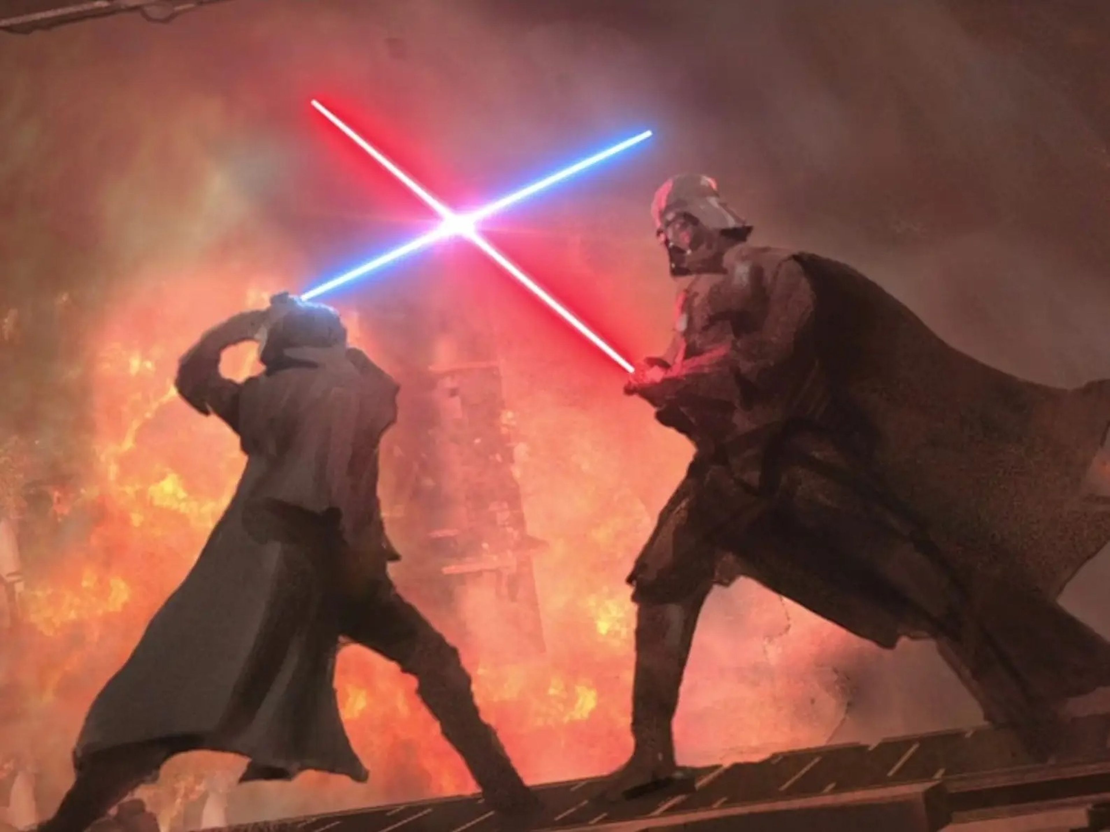 Ilustración del duelo entre Obi-Wan Kenobi y Darth Vader en la nueva serie de Disney+ 'Obi-Wan Kenobi'.