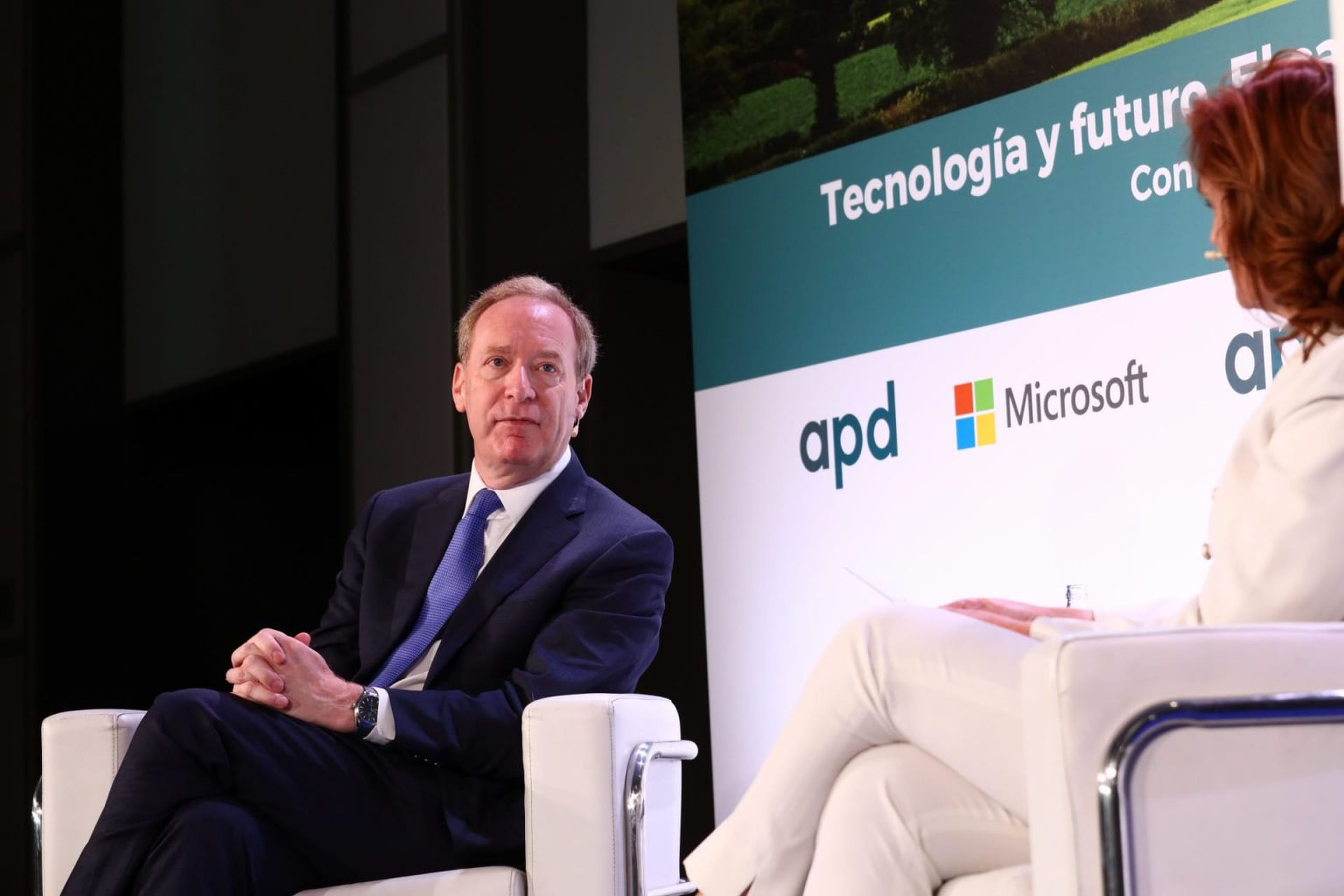 El presidente de Microsoft, Brad Smith, en un encuentro en Madrid el viernes organizado junto a APD.