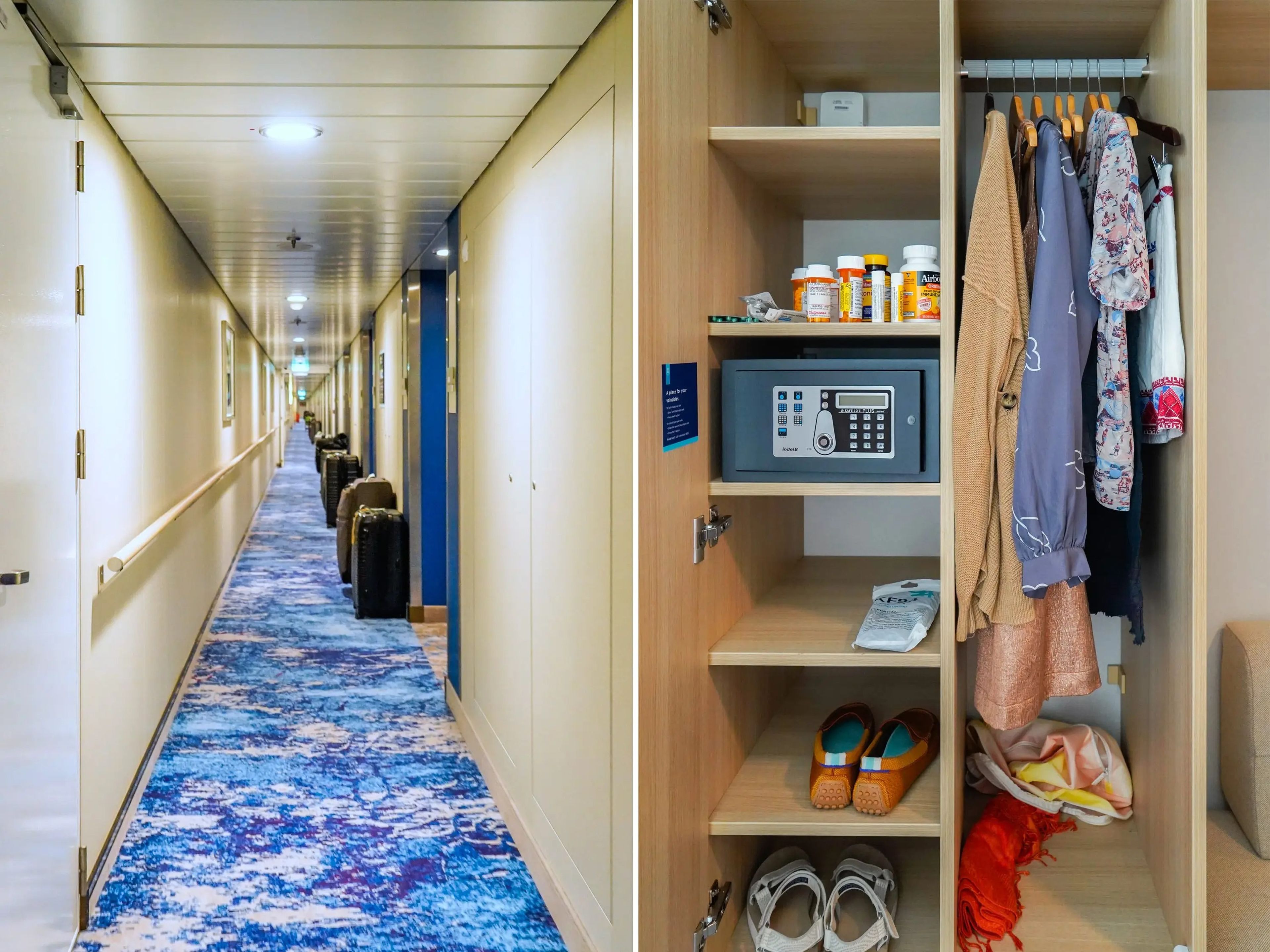 suitcases outside staterooms on the world's largest cruise ship