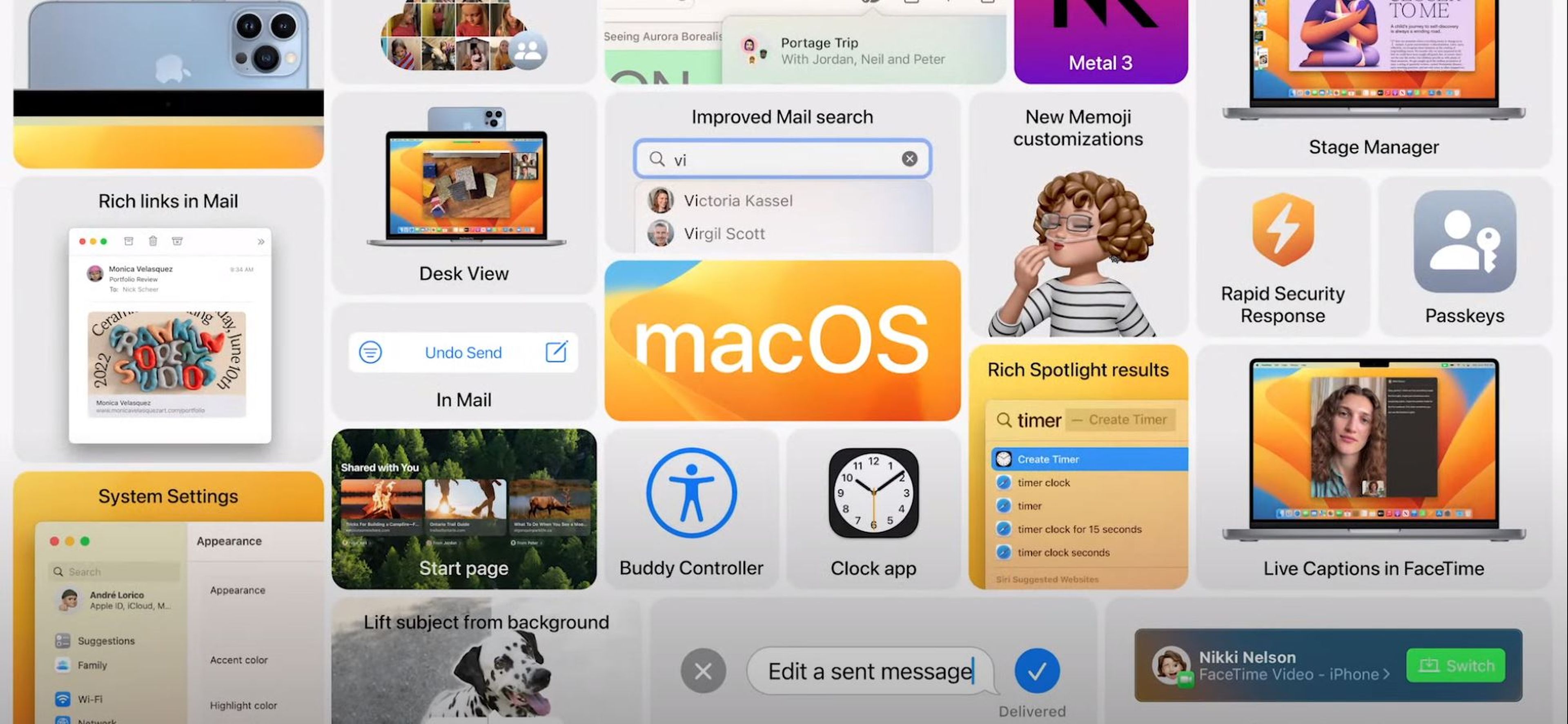 Características de macOS Ventura para los Mac de Apple.