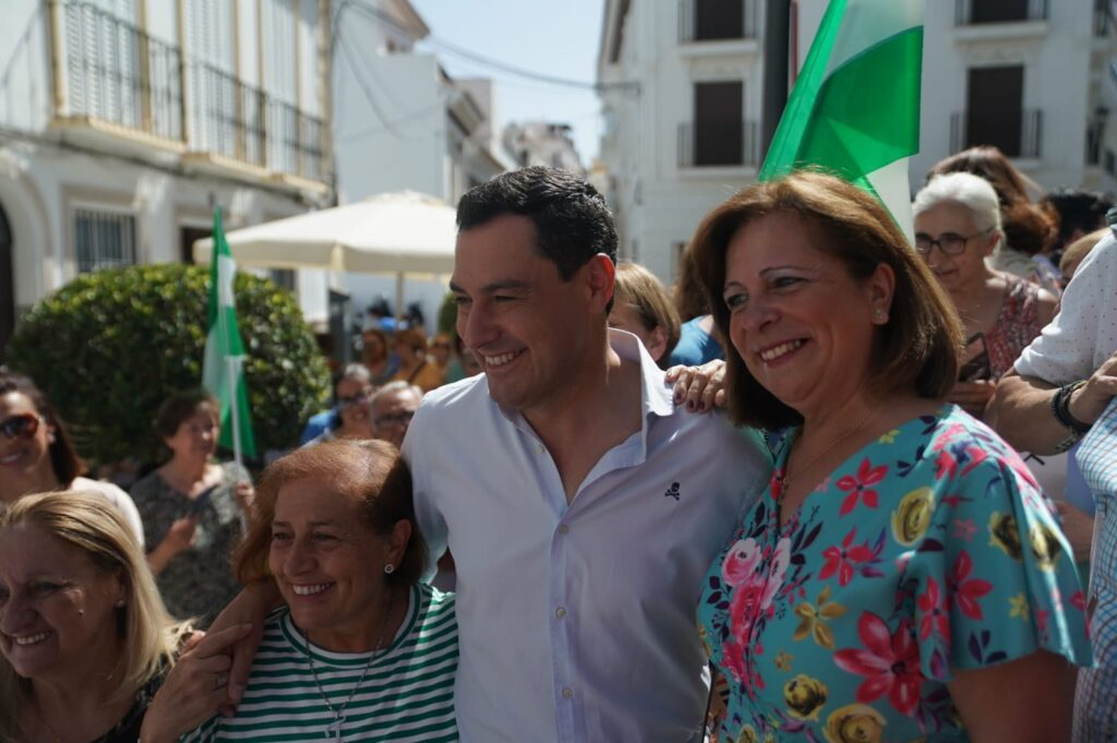 El candidato del PP en Andalucía, Juan Manuel Moreno Bonilla, en un acto de la campaña electoral de 2022.