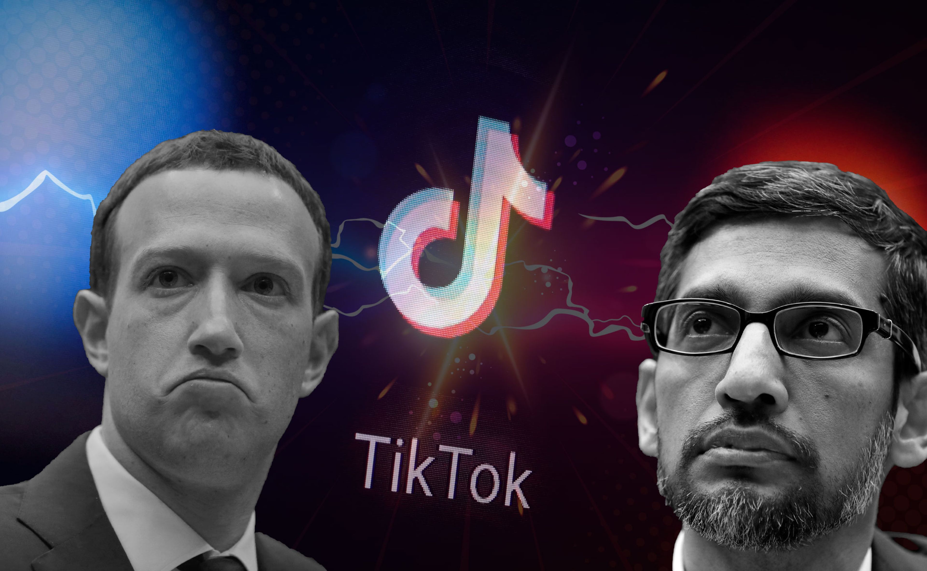 Mark Zuckerberg, CEO de Meta (Facebook) y Sundar Pichai, CEO de Alphabet (Google)