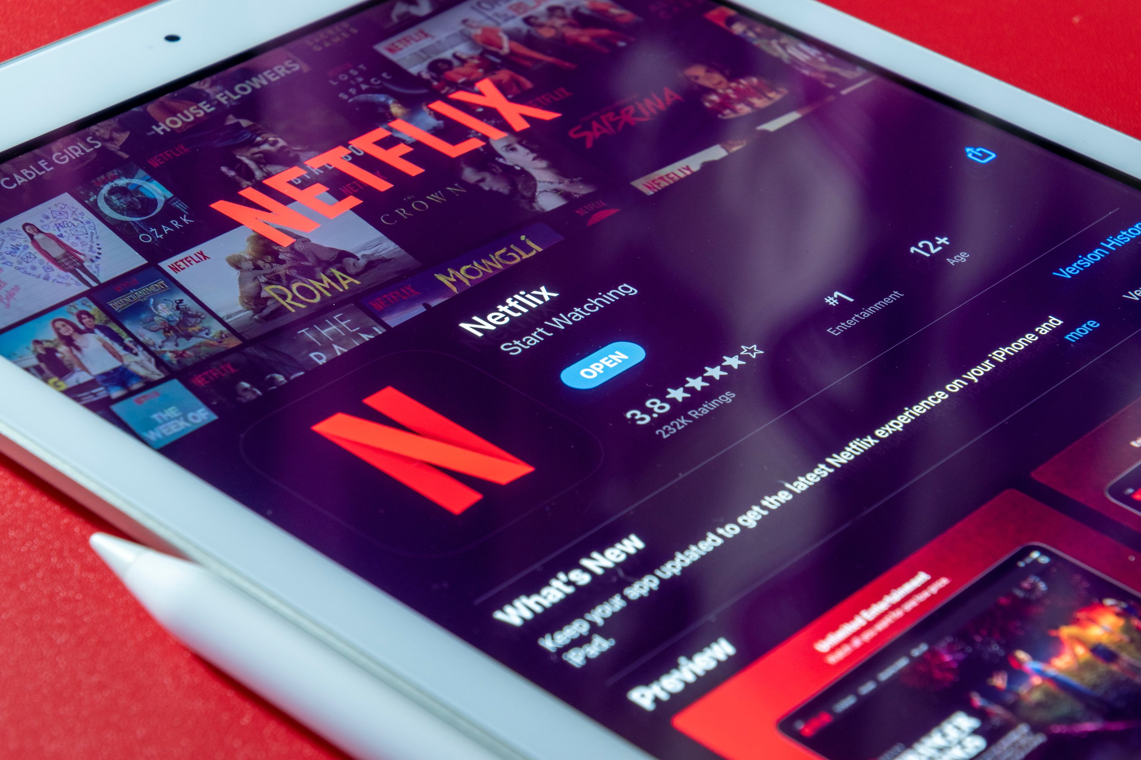 La app de Netflix en una tablet