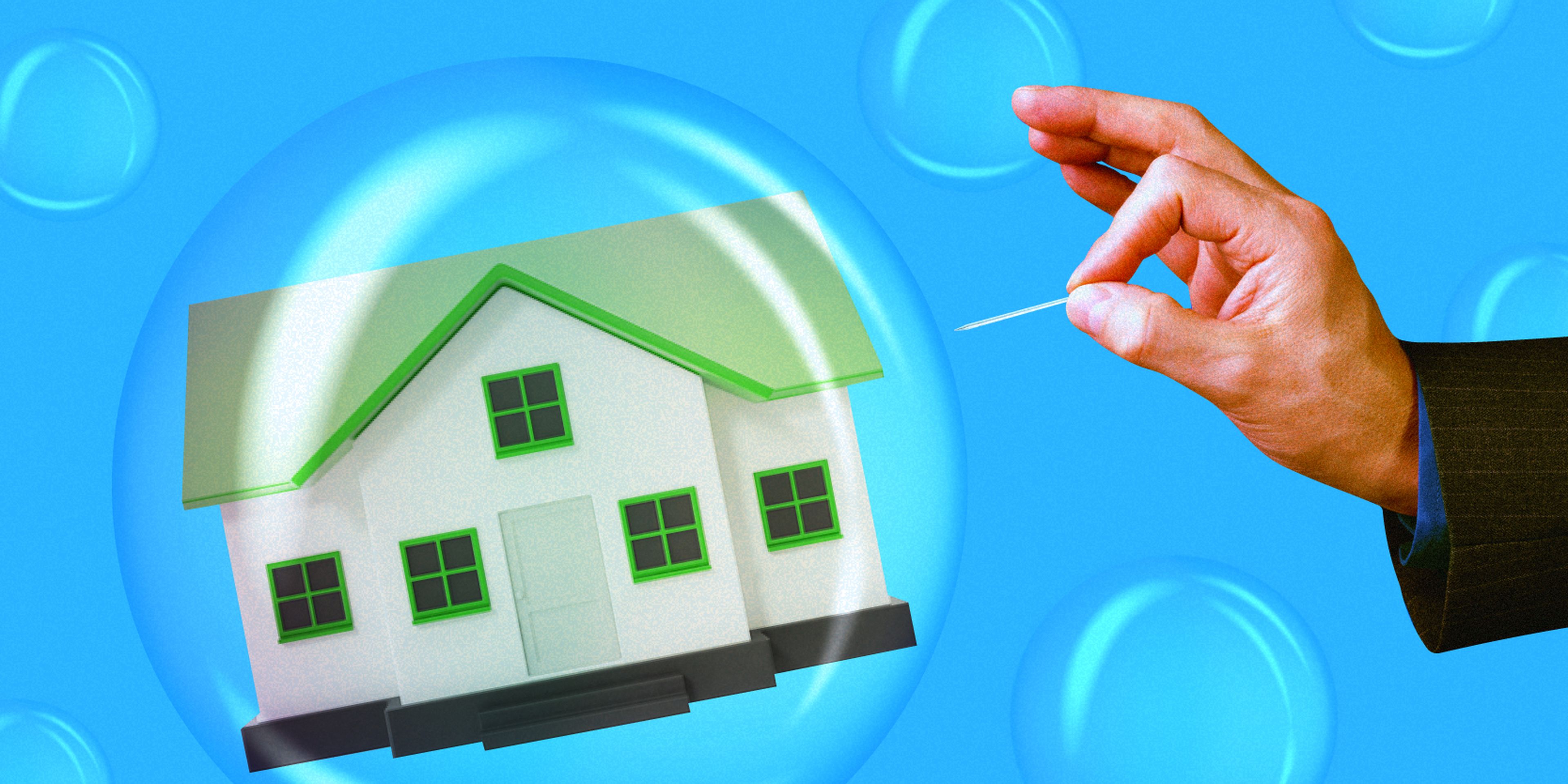 Ilustración de burbuja o pinchazo inmobiliario