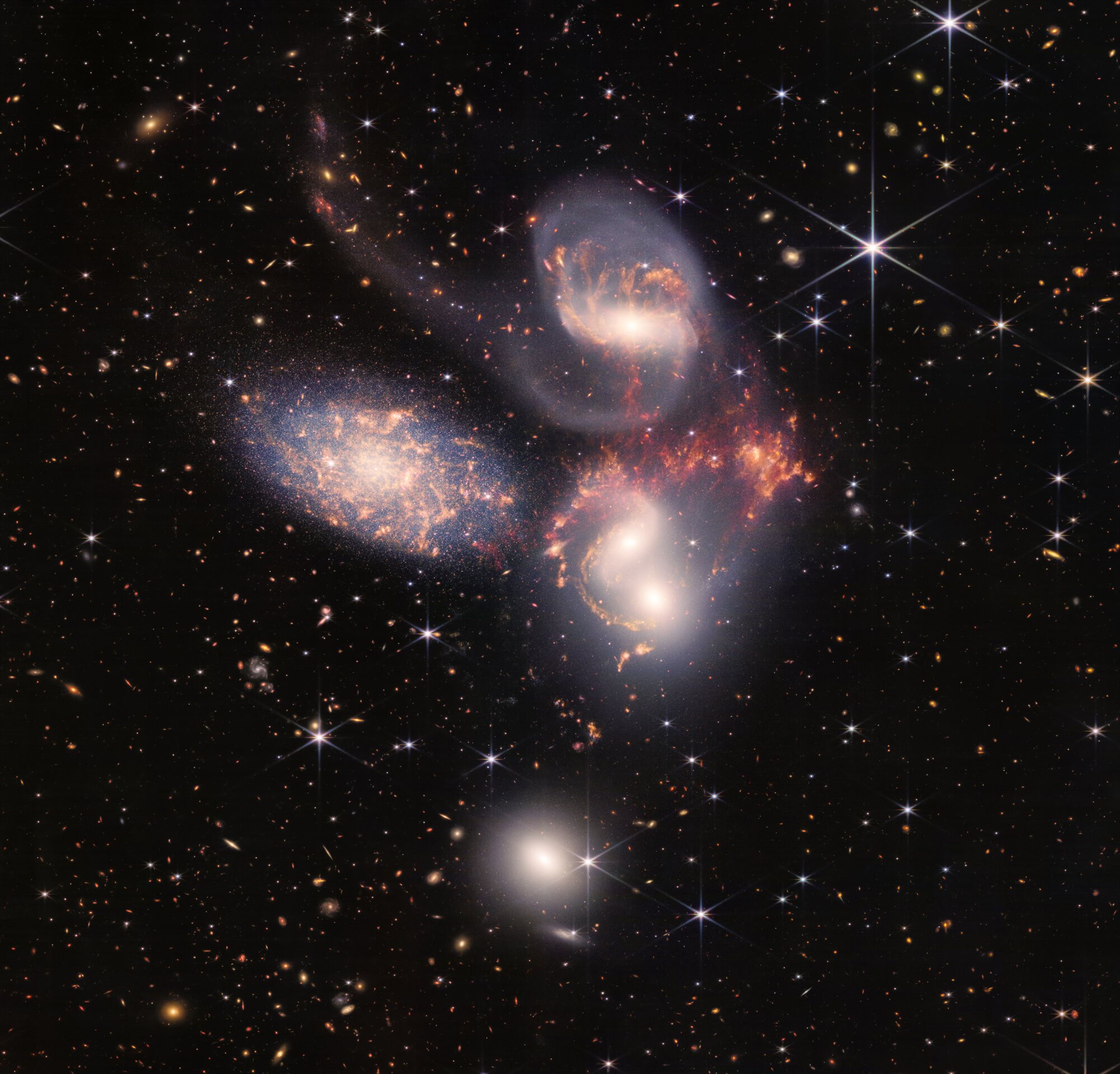Quinteto de Stephan fotografiado por el James Webb de la NASA.