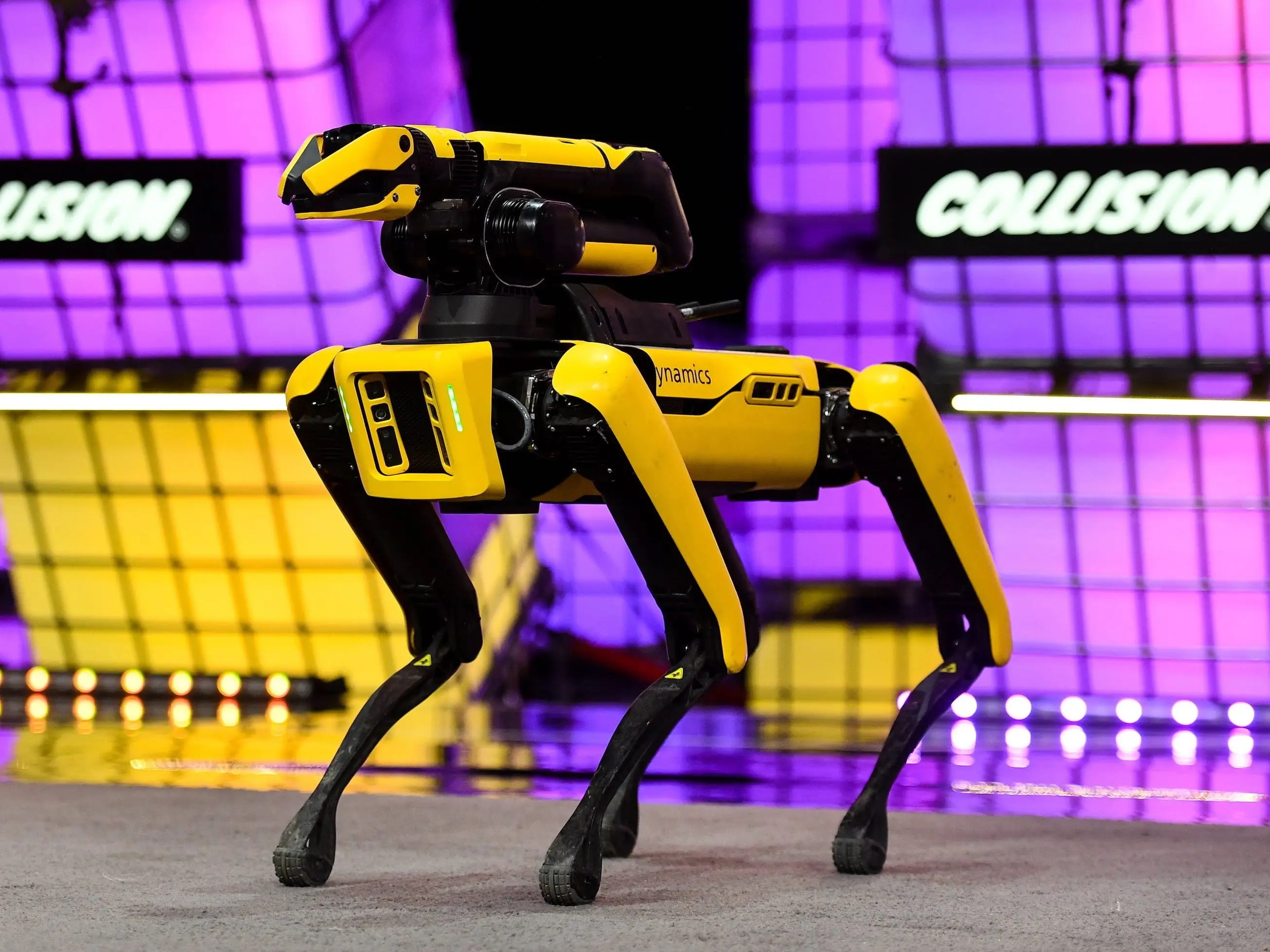 Un perro robot "Spot" fabricado por Boston Dynamics.