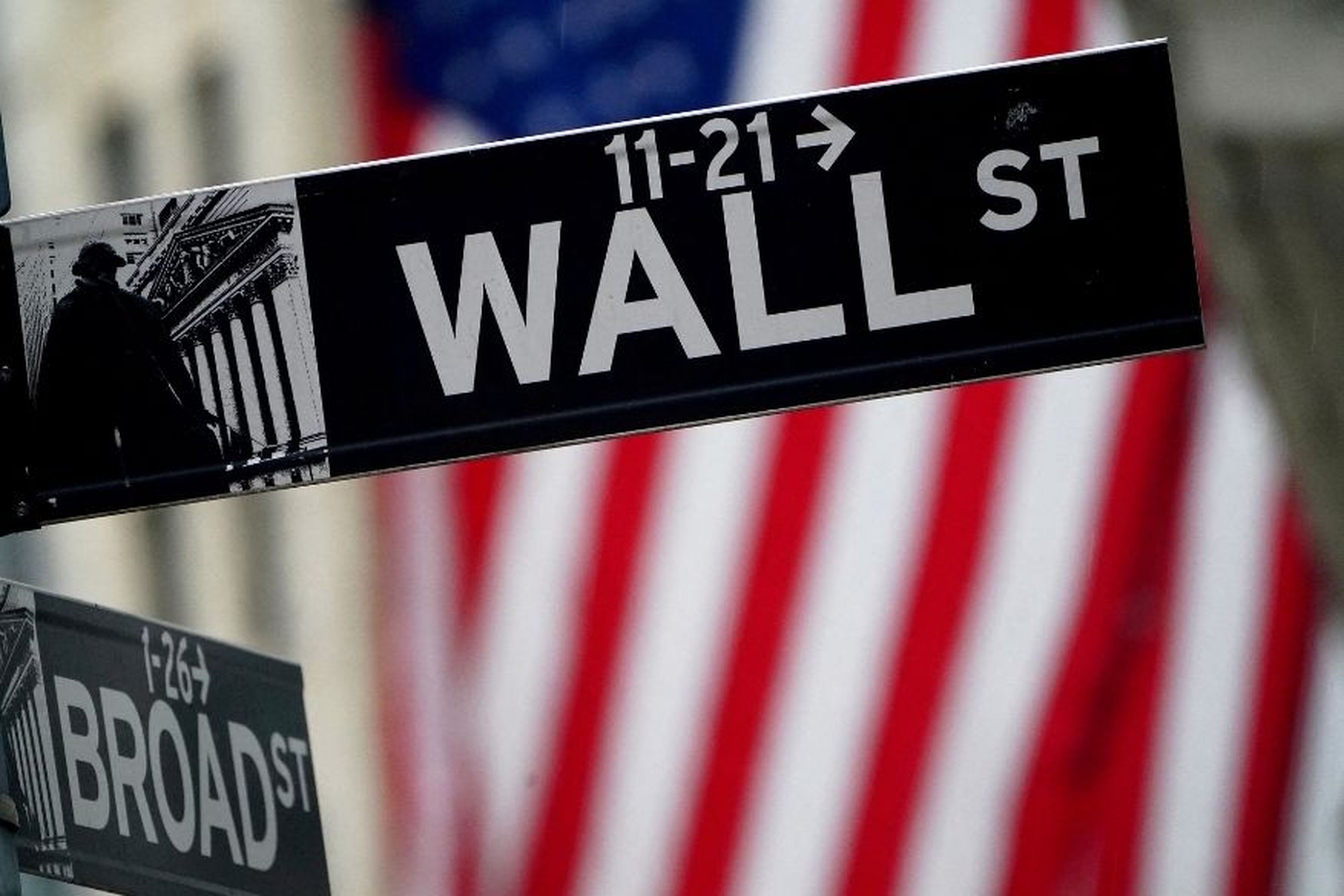Una señal que indica dónde está Wall Street.