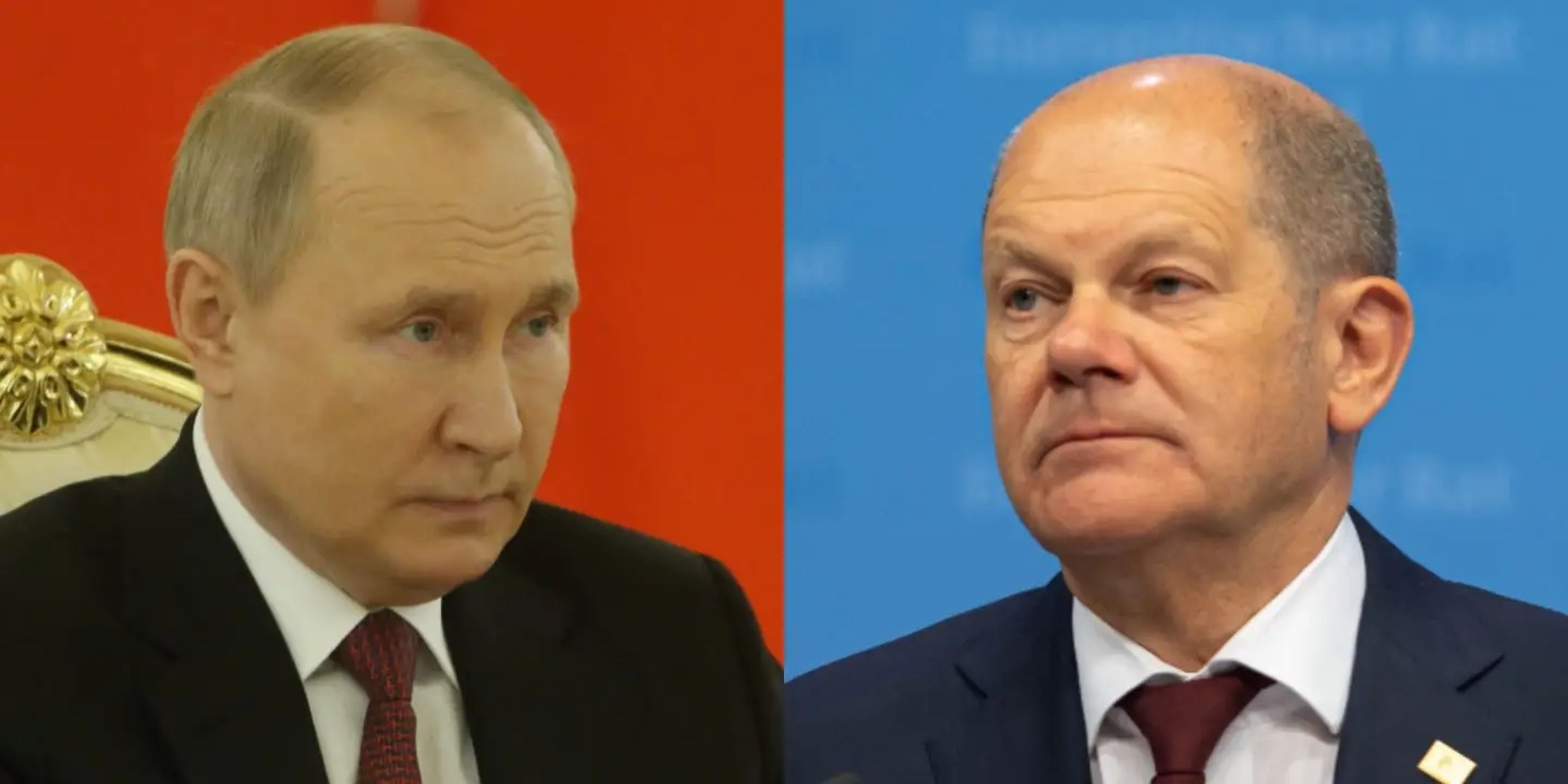 Vladimir Putin (Rusia) y Olaf Scholz (Alemania).
