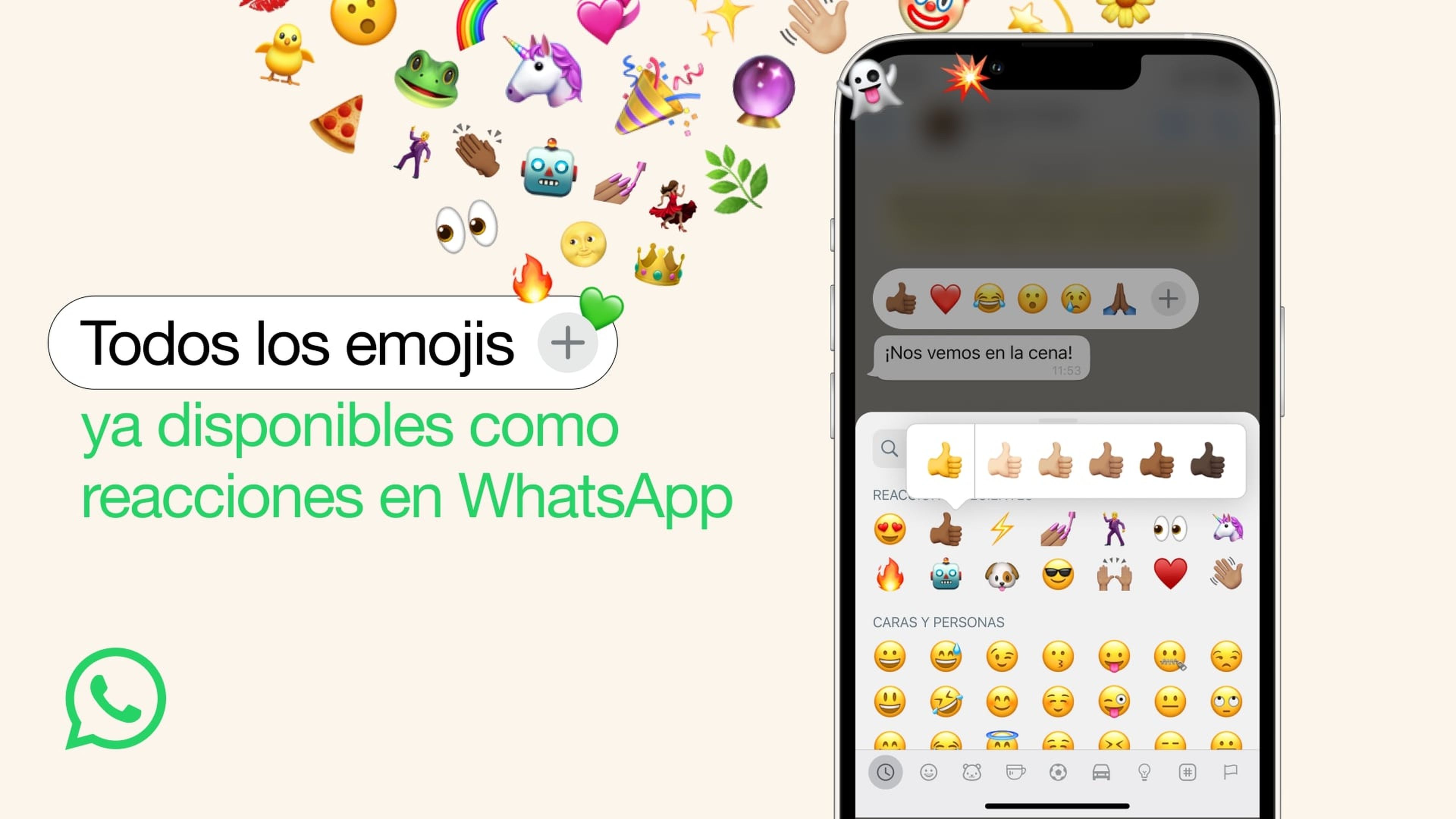WhatsApp añade cualquier emoji como reacción