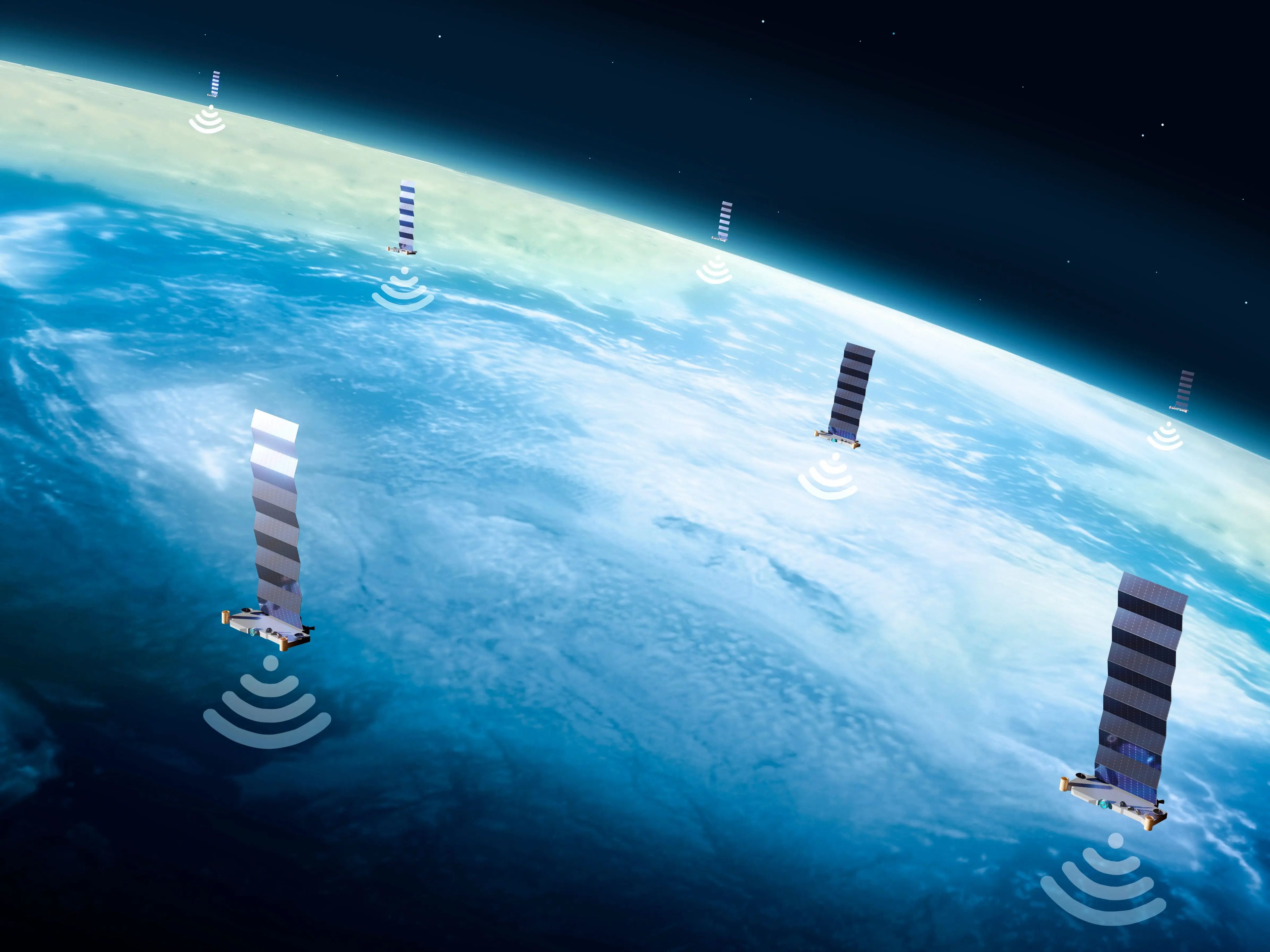 Ilustración de la red de satélites Starlink de SpaceX.