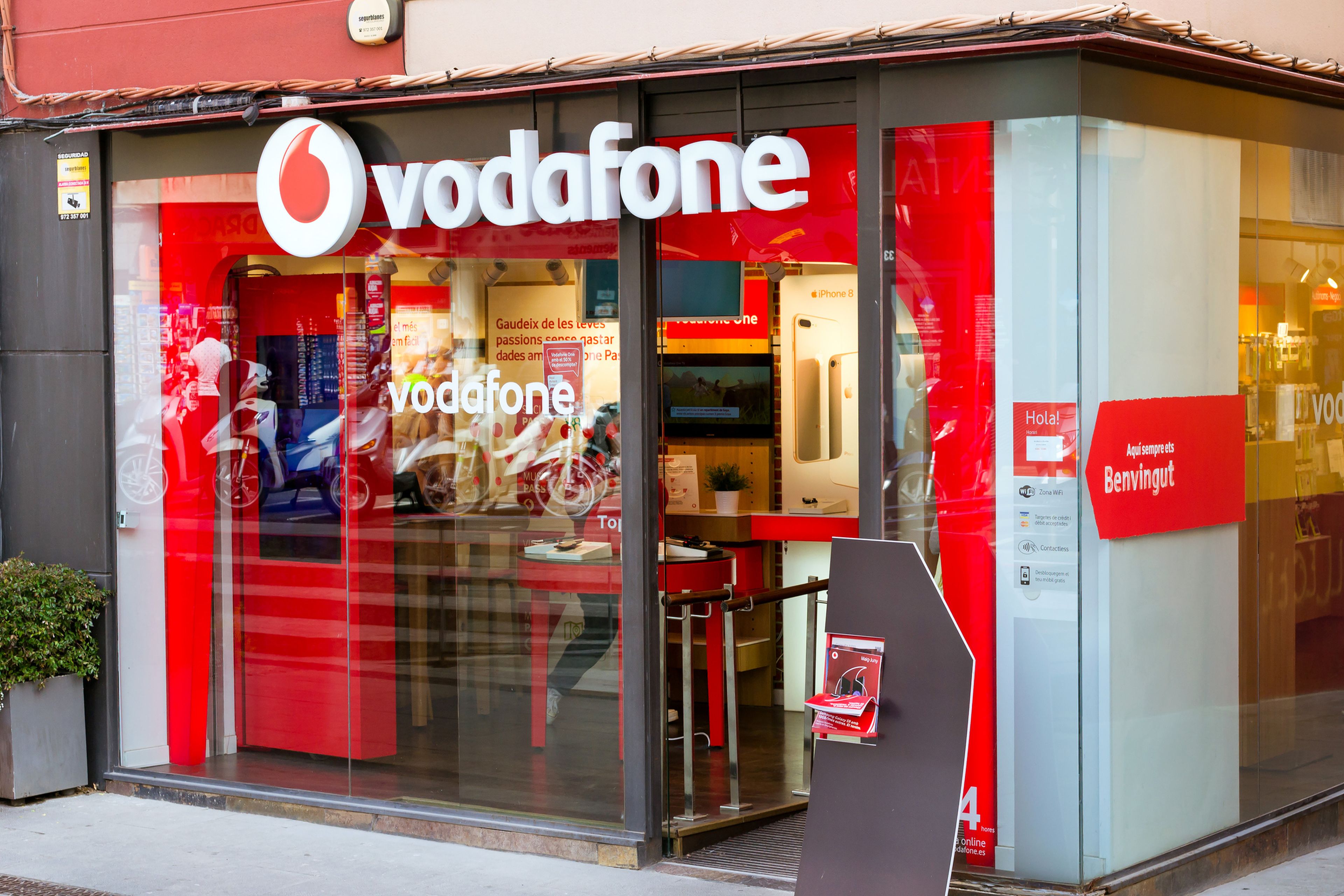 Letrero de la compañía de telecomunicaciones Vodafone