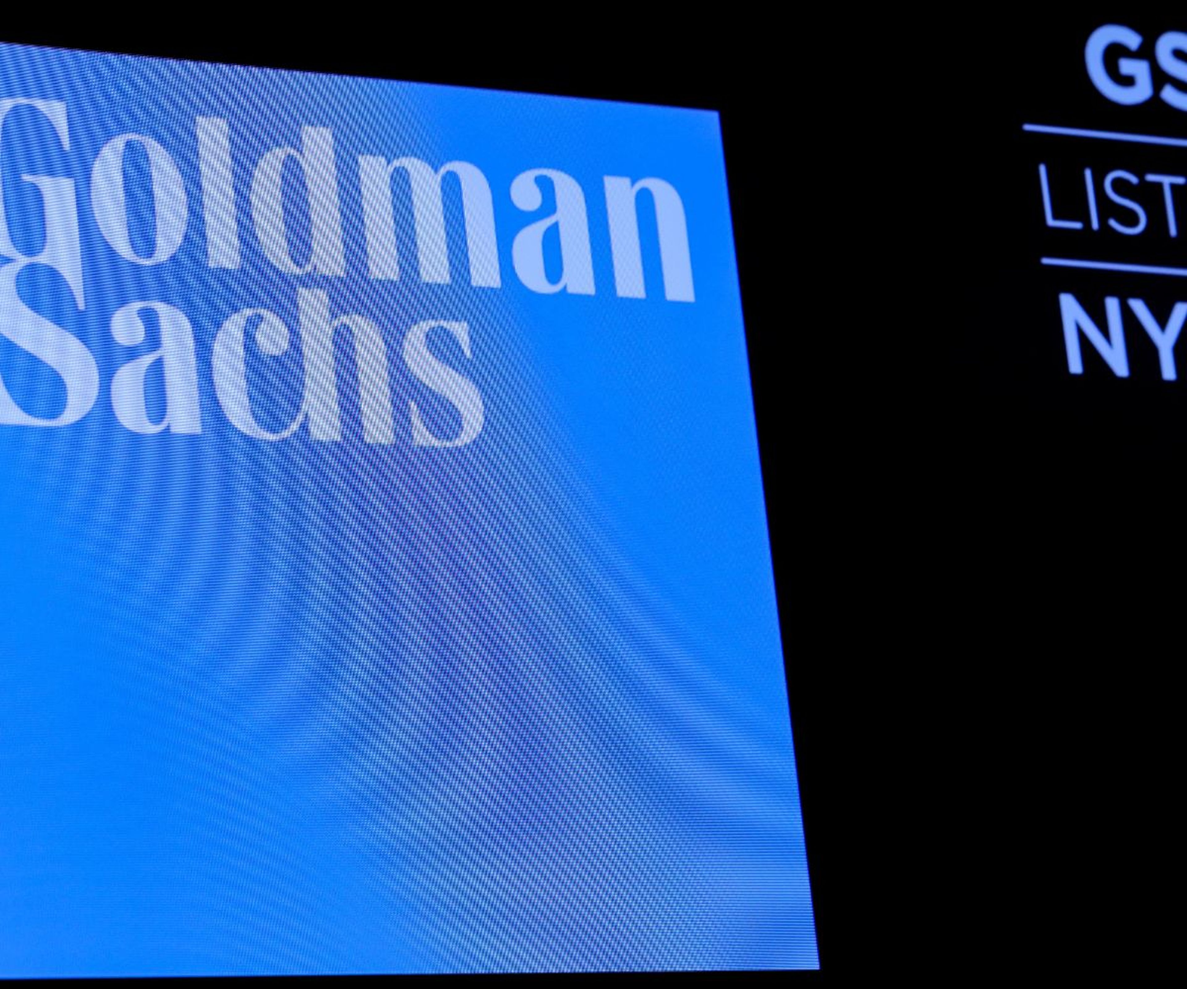 Panel de Goldman Sachs en la bolsa de Nueva York.
