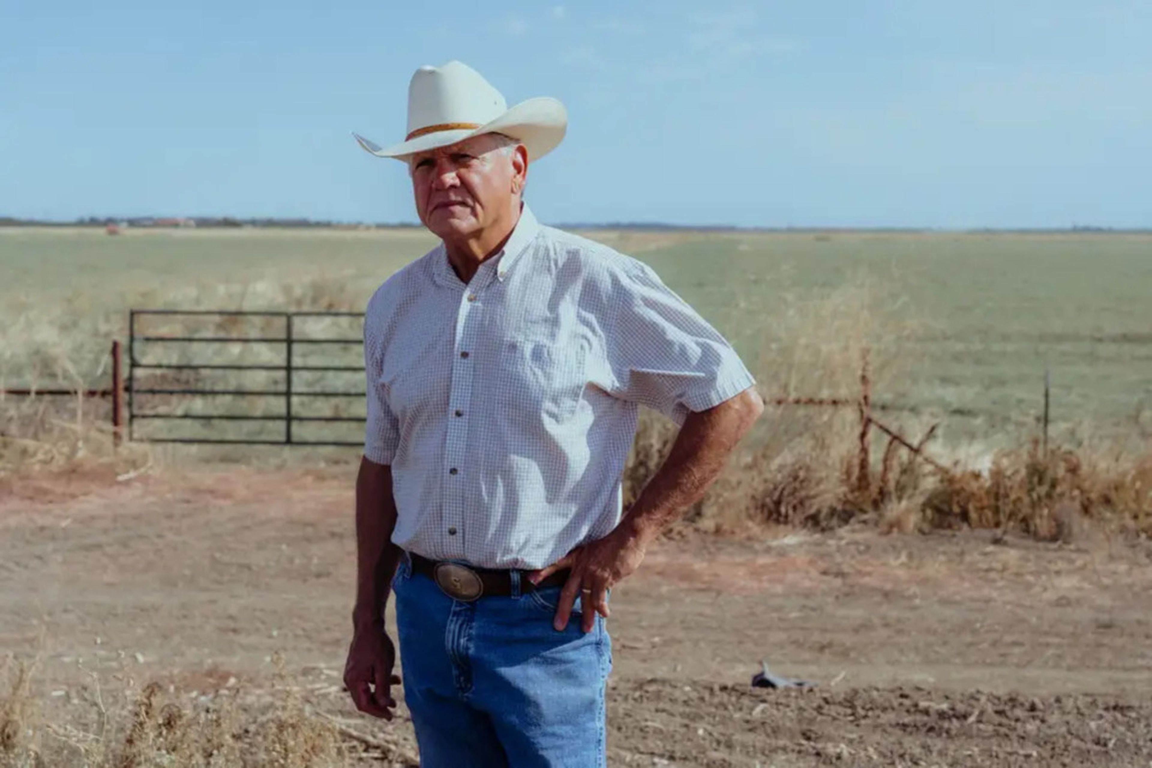 El ganadero Scott Stone, en el rancho familiar del Norte de Carolina, EEUU, el pasado junio.
