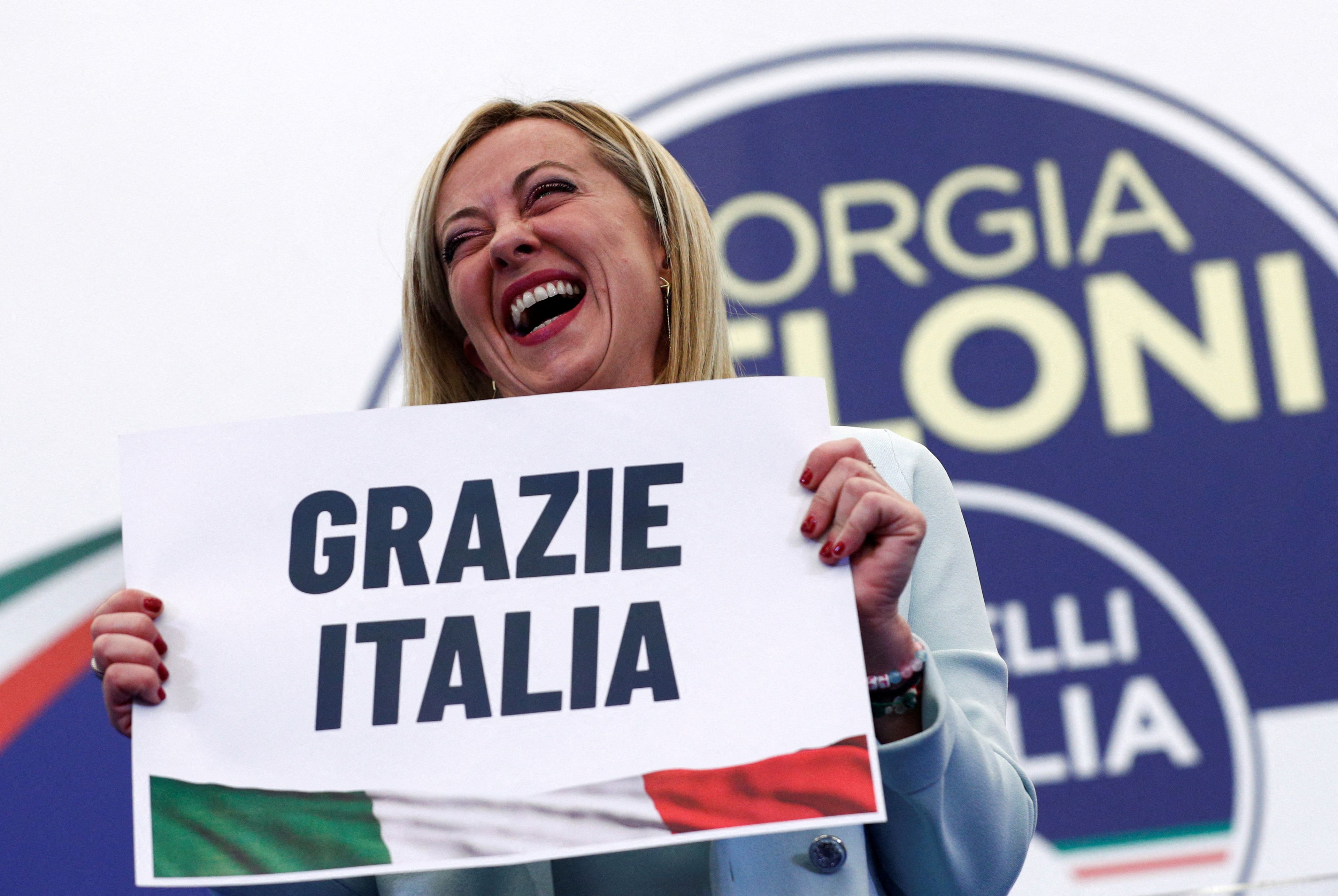 Giorgia Meloni, líder del posfascista Hermanos de Italia, tras las elecciones de este domingo en Italia.