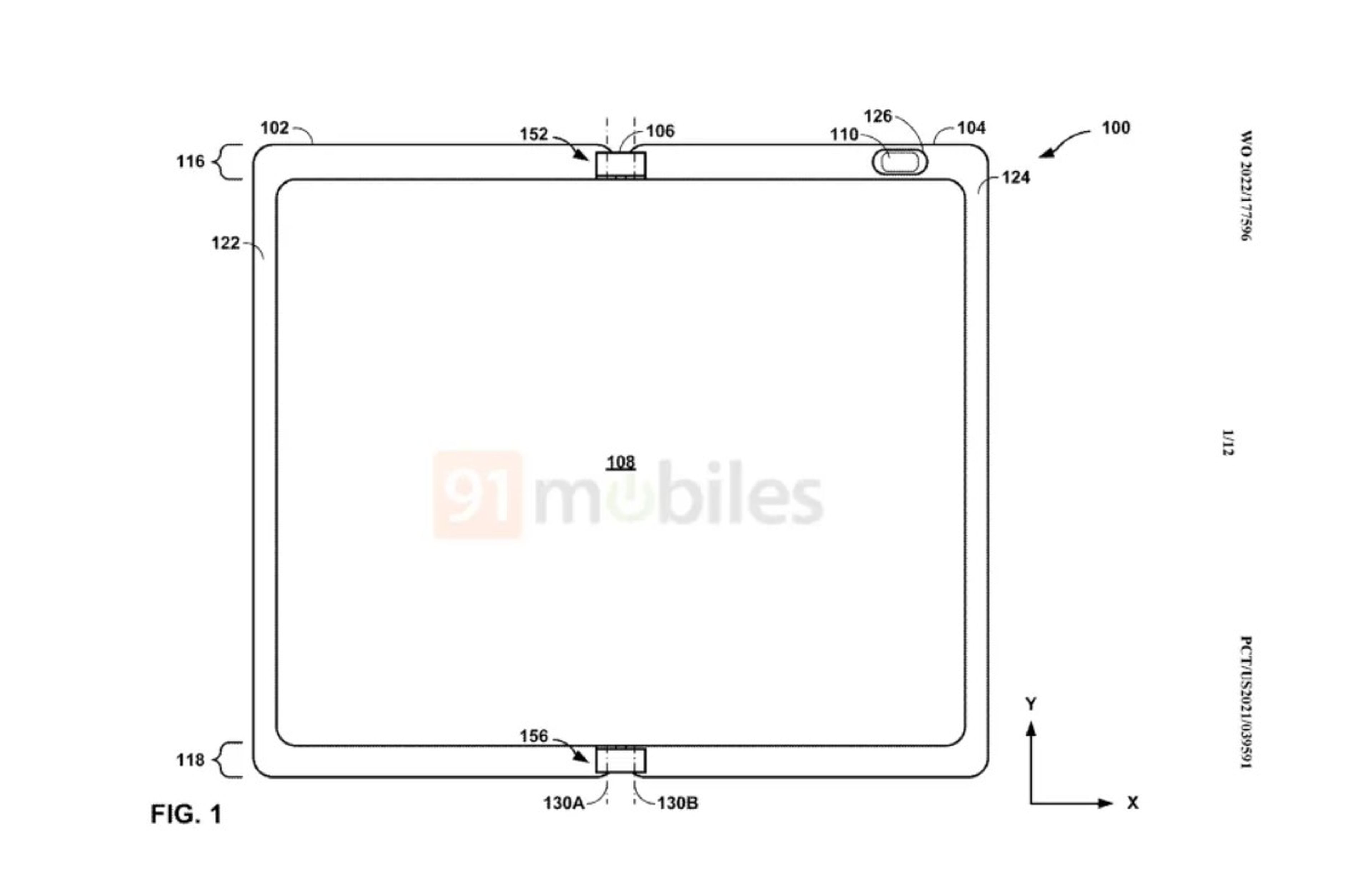 Una de las imágenes de la patente registrada del Google Pixel Notepad.