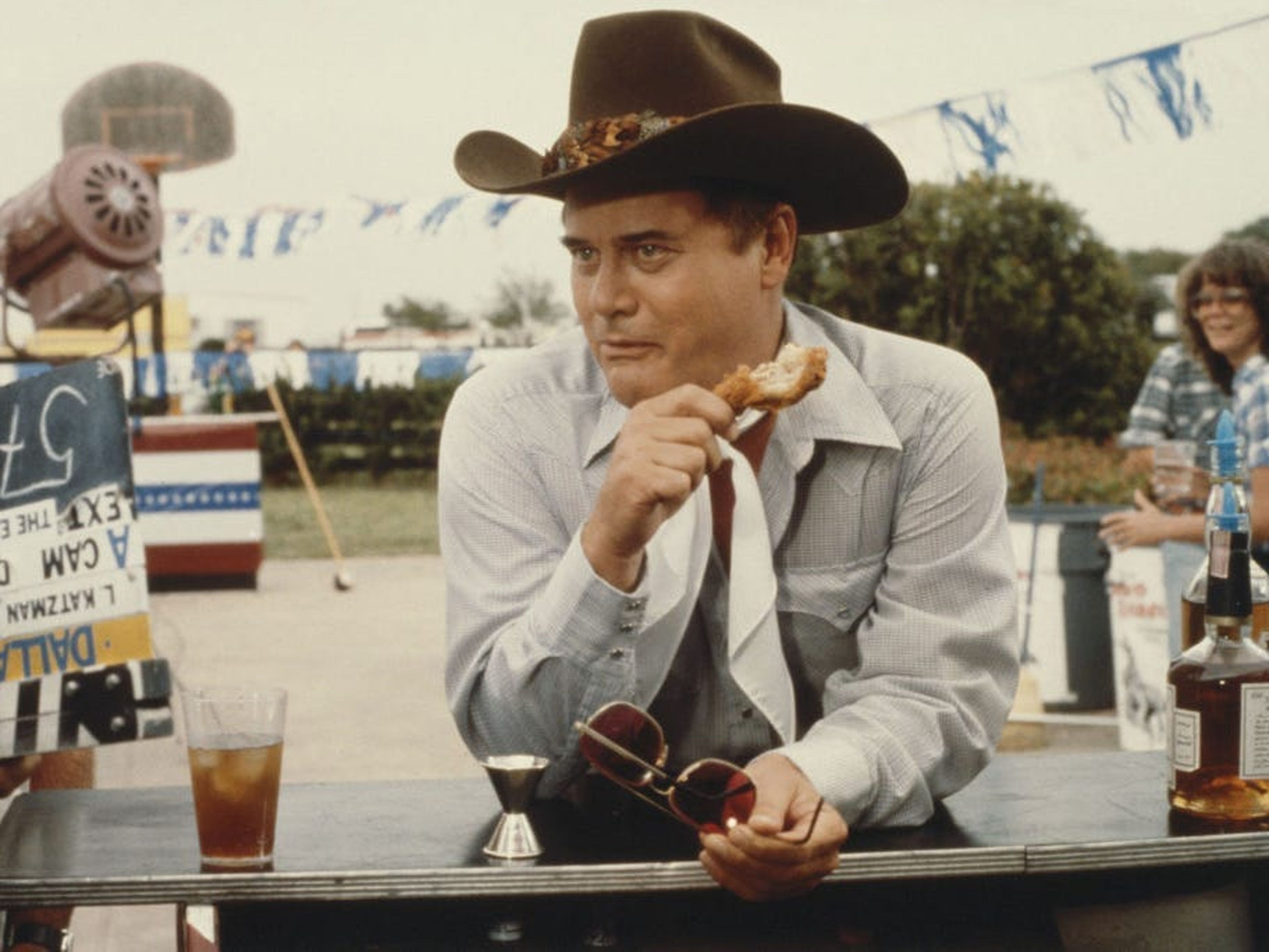 Larry Hagman en el set de 'Dallas' en 1979.